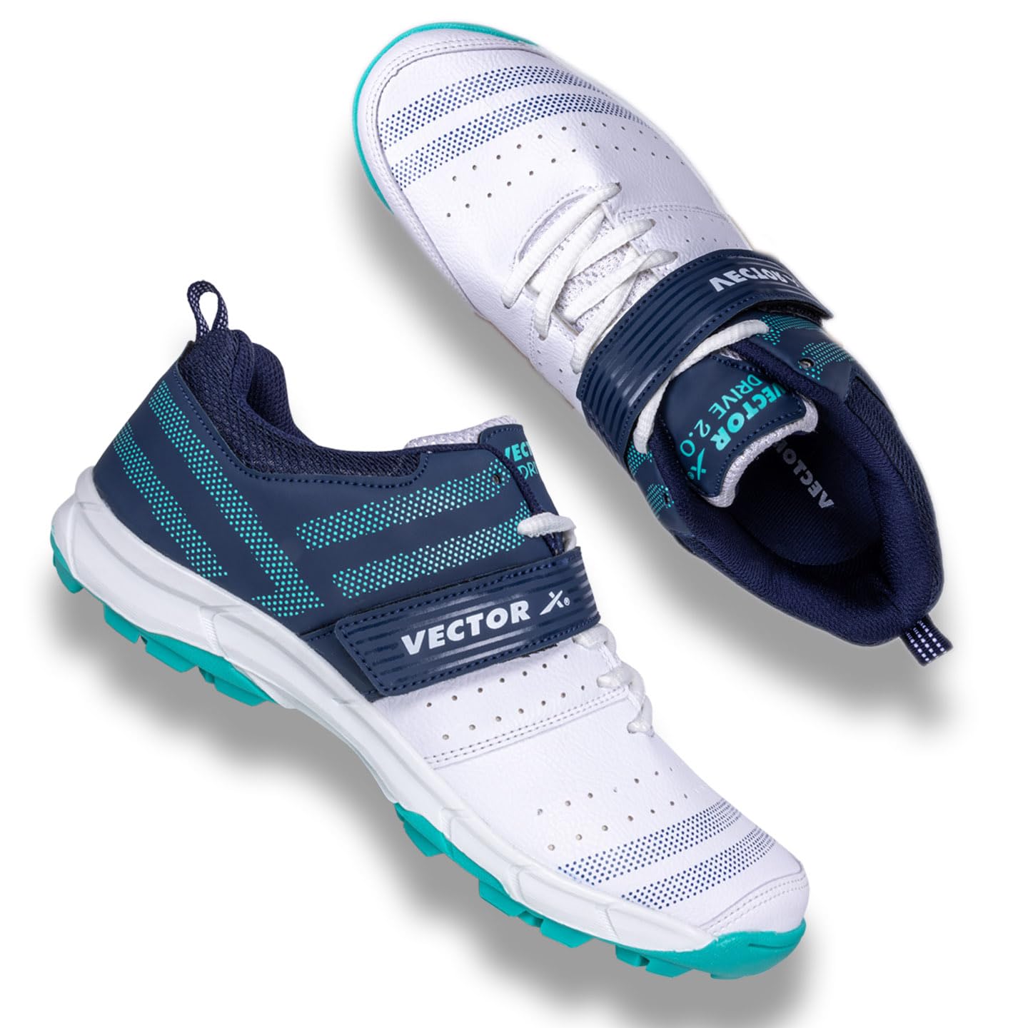 Vector X Drive 2.0 Cricket Shoes Synthetic Leather Upper/PVC Sole Studs Velcro & Lace up|Lightweight & Durable Footwear for Adult, Men & Boys|Ideal for Turf, Ground & Hard Surfaces