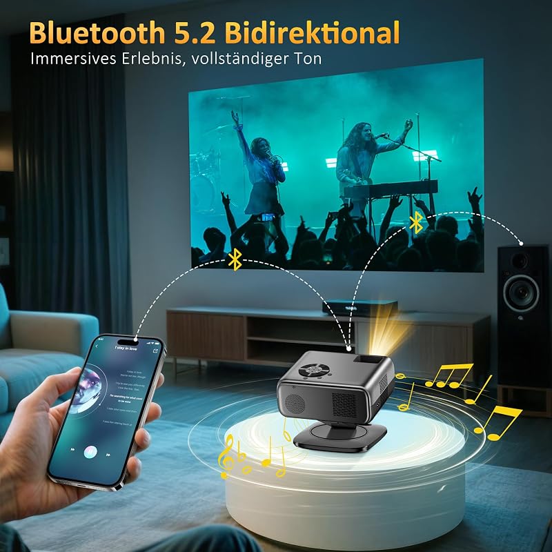 HORLAT 4K Android 12 projektor 28000 lumen WiFi 6 Bluetooth 360° forgatható