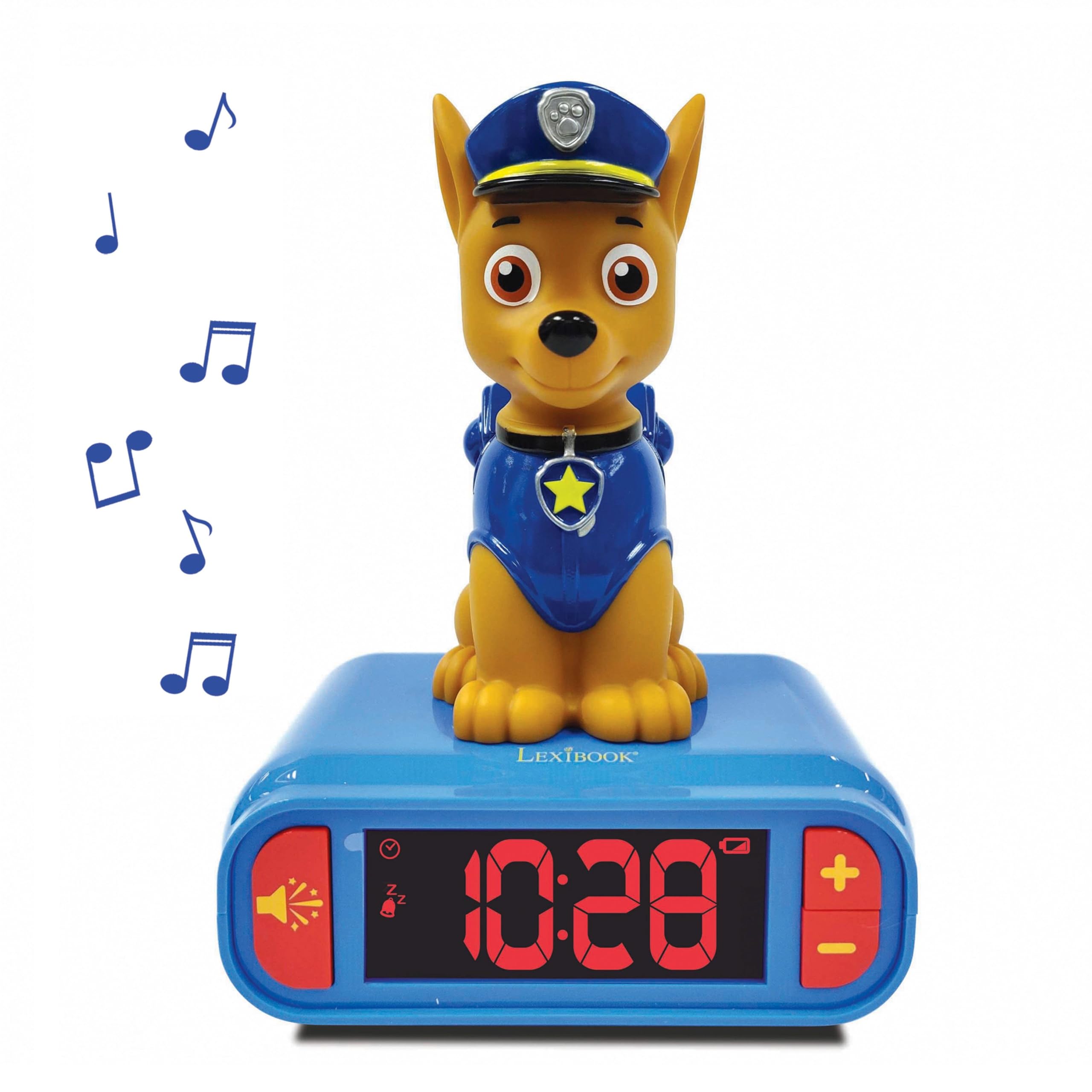 Lexibook - La Squadra dei Cuccioli Sveglia Digitale con Luce Notturna Snooze e Suoni, Orologio, Chase Luminoso Paw Patrol Marshall Cane - Blu/Rosso - RL800PALXB