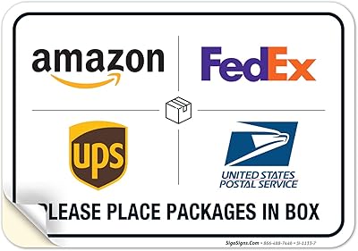 Package Delivery Sign, Delivery Instructions Sign, 10x7 Inches, 4 Mil Vinyl Decal Stickers Weather Resistant, Made in USA by Sigo Signs