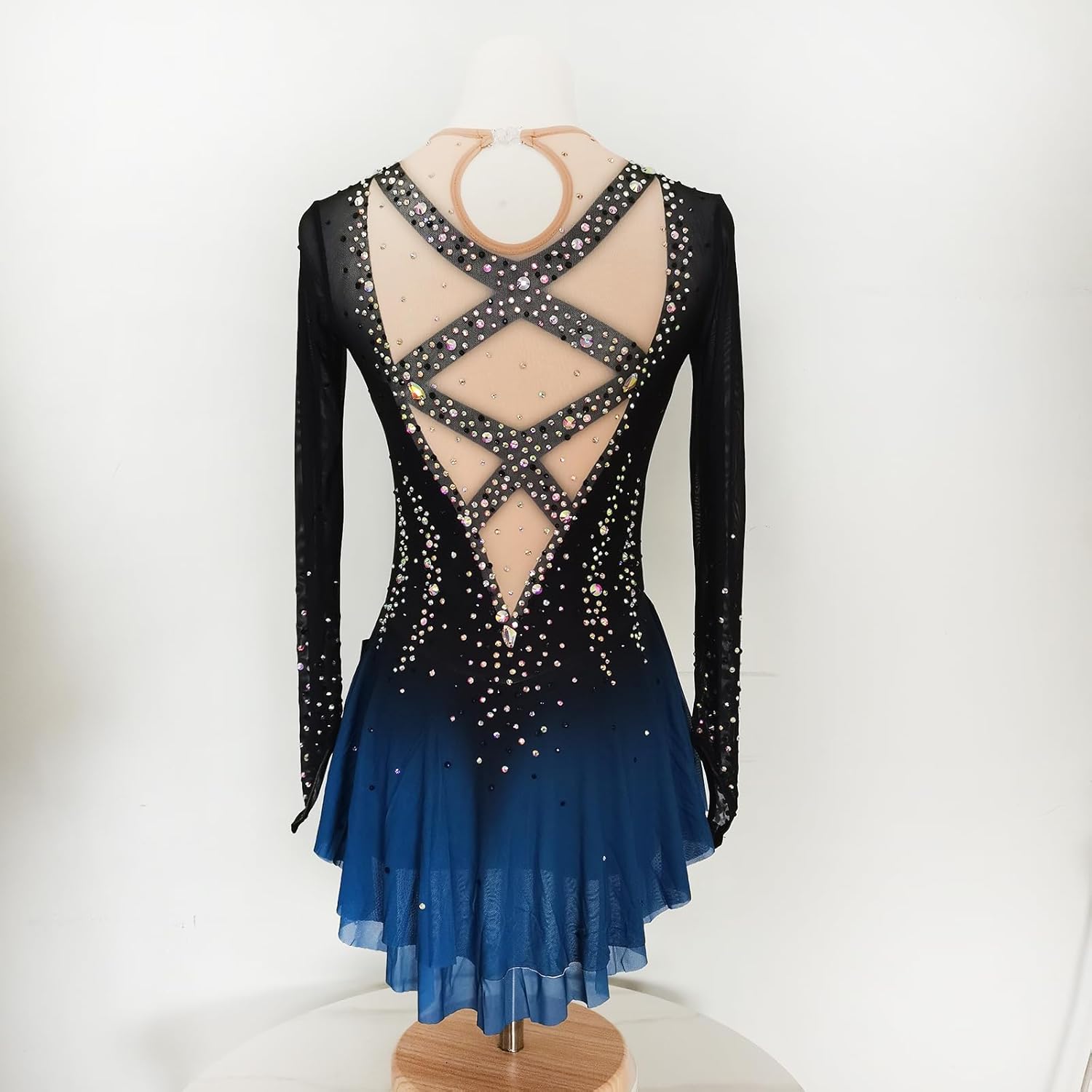 Girls Black Sparkly Figure Skating Skirt for Ice Skating Performances