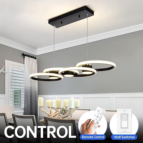 Miniatura 9 de Lámpara de araña LED moderna regulable con control remoto, moderna lámpara colgante LED sobre mesa de cocina, luz de techo colgante de 3000 a 6000 K