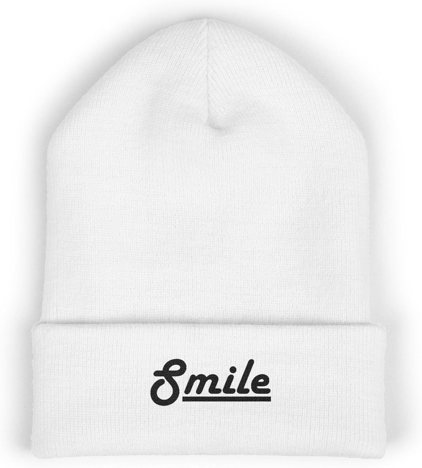 Premium Classic Cuffed Beanie Hat Gift - Smile Embroidery Message