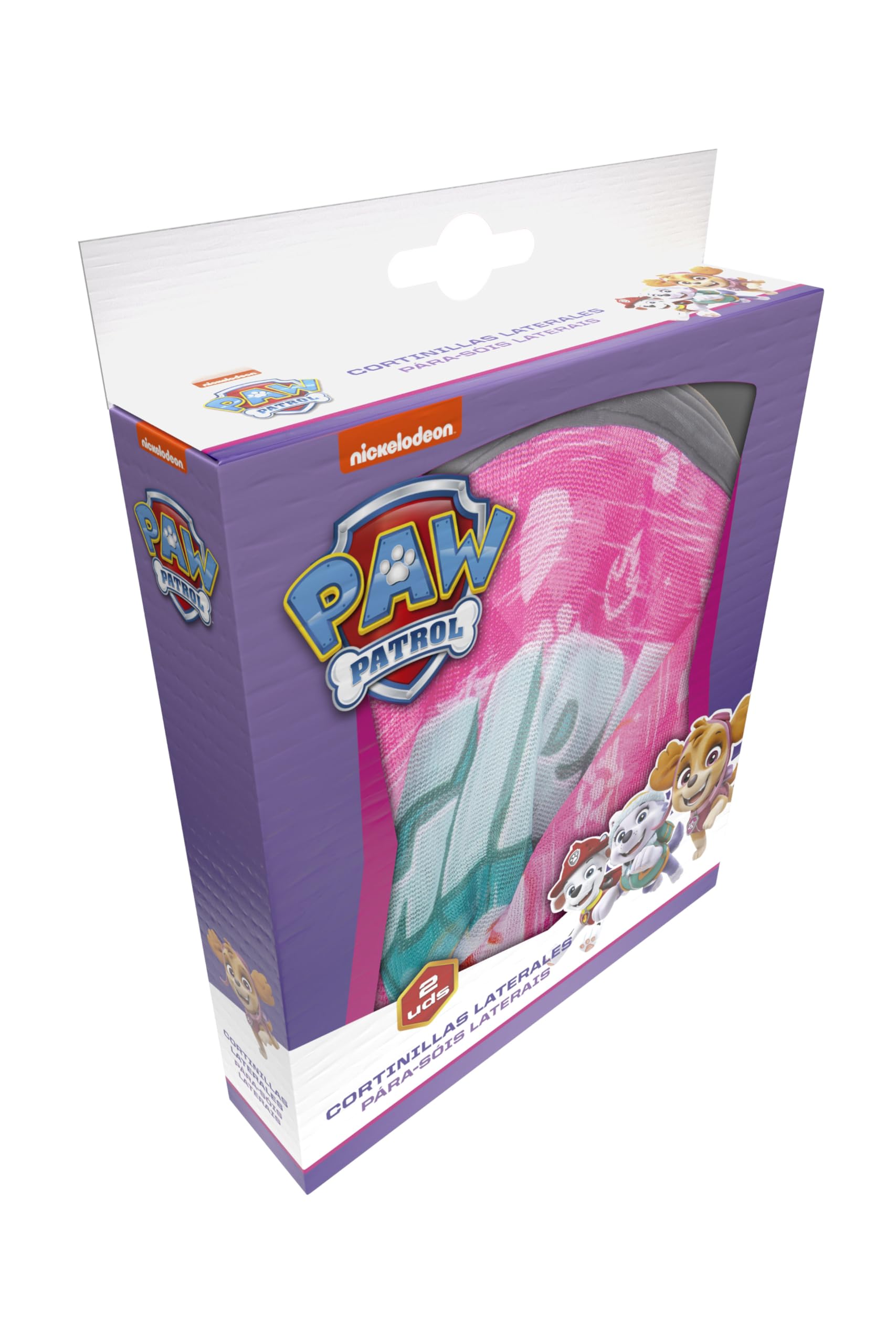 Paw Patrol Lot de 2 Rideaux latéraux microperforés de la Pat' Patrouille Roses avec Les Personnages Skye, Liberty et Everest. Protège des Rayons du Soleil et de la Chaleur