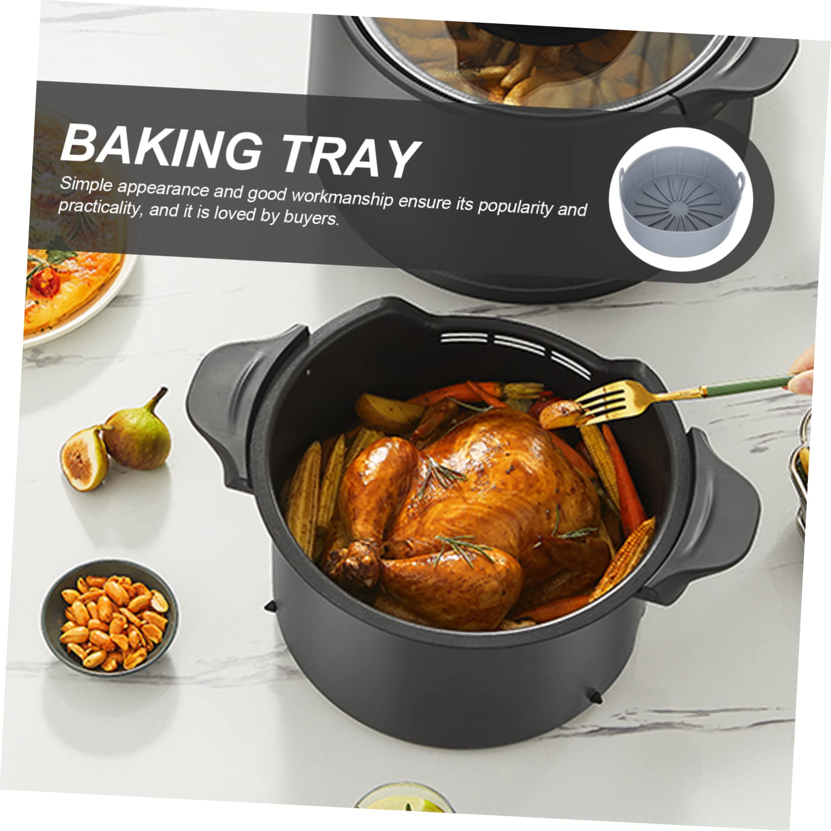 PRETYZOOM 2 Pezzi cuscinetto per friggitrice ad aria cucina accessori tappetini friggitrice ad aria libro di cucina piastra da forno in silicone cesto per arrostire Gel di silice