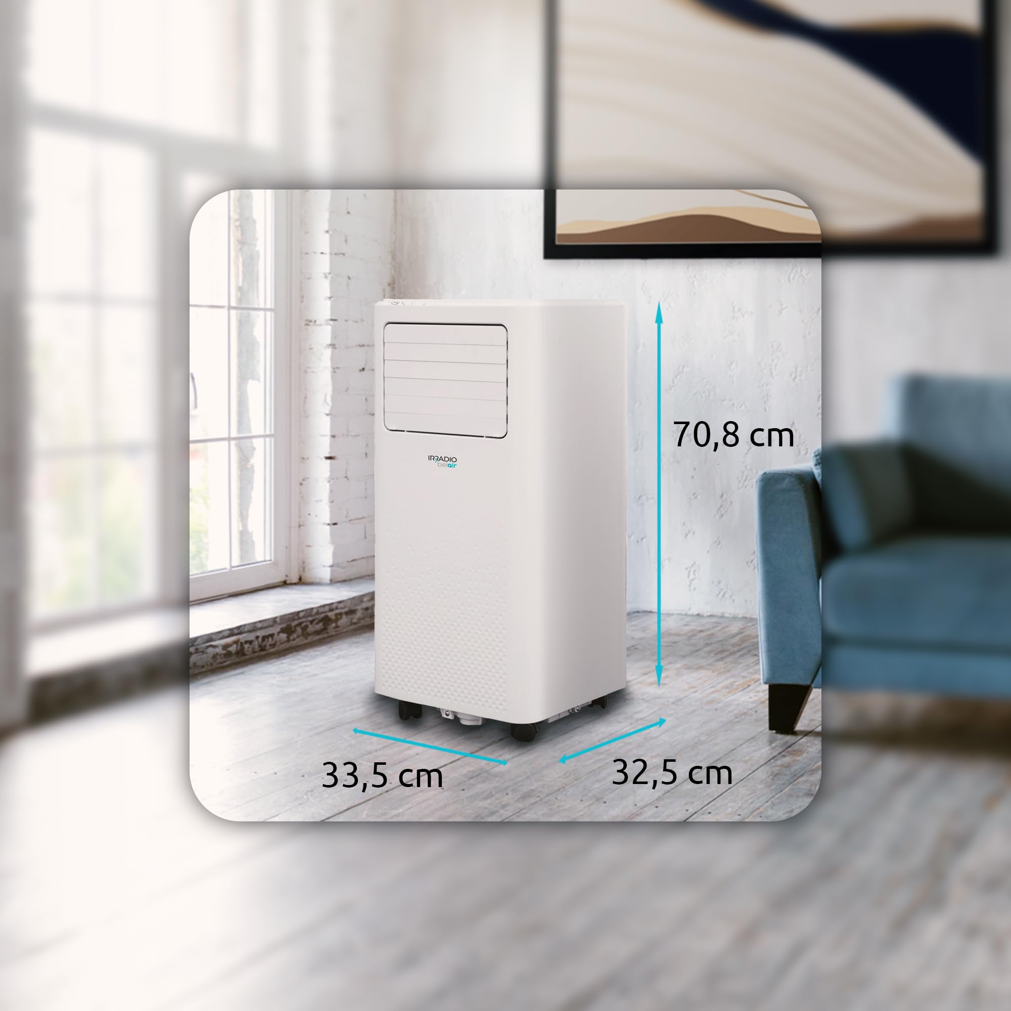 VIGO 7, Condizionatore Portatile 7000 BTU con Pompa Calore e Deumidificatore, Tubo Scarico Aria Posteriore, Gas R290, Telecomando Wireless, Timer programmabile, Ruote, 63dB