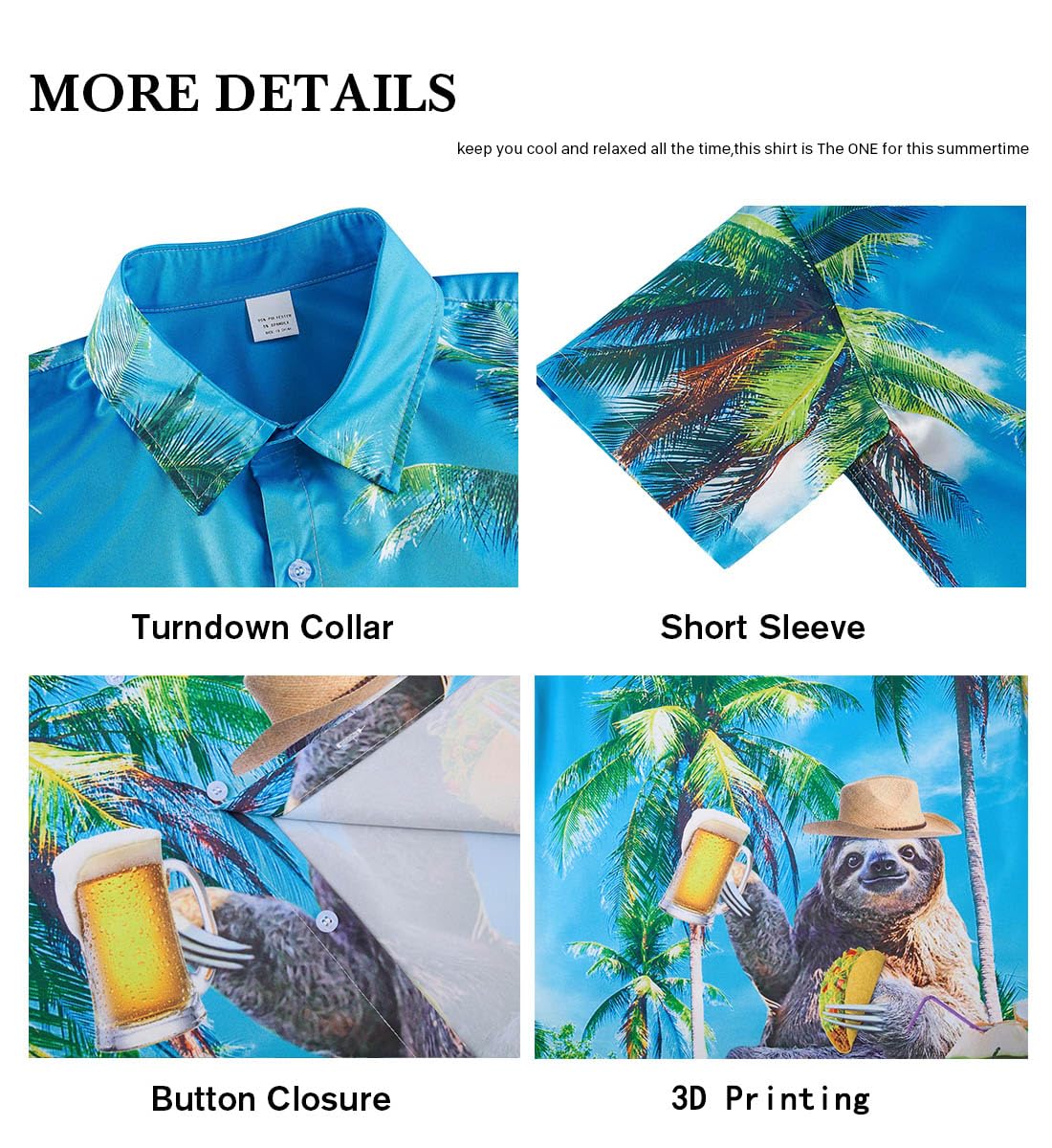 TUONROAD Hawaiihemd Herren 3D Funky Shirt Hemd Herren Kurzarm Button Down Freizeithemden Hawaii Hemd Männer M-XXL