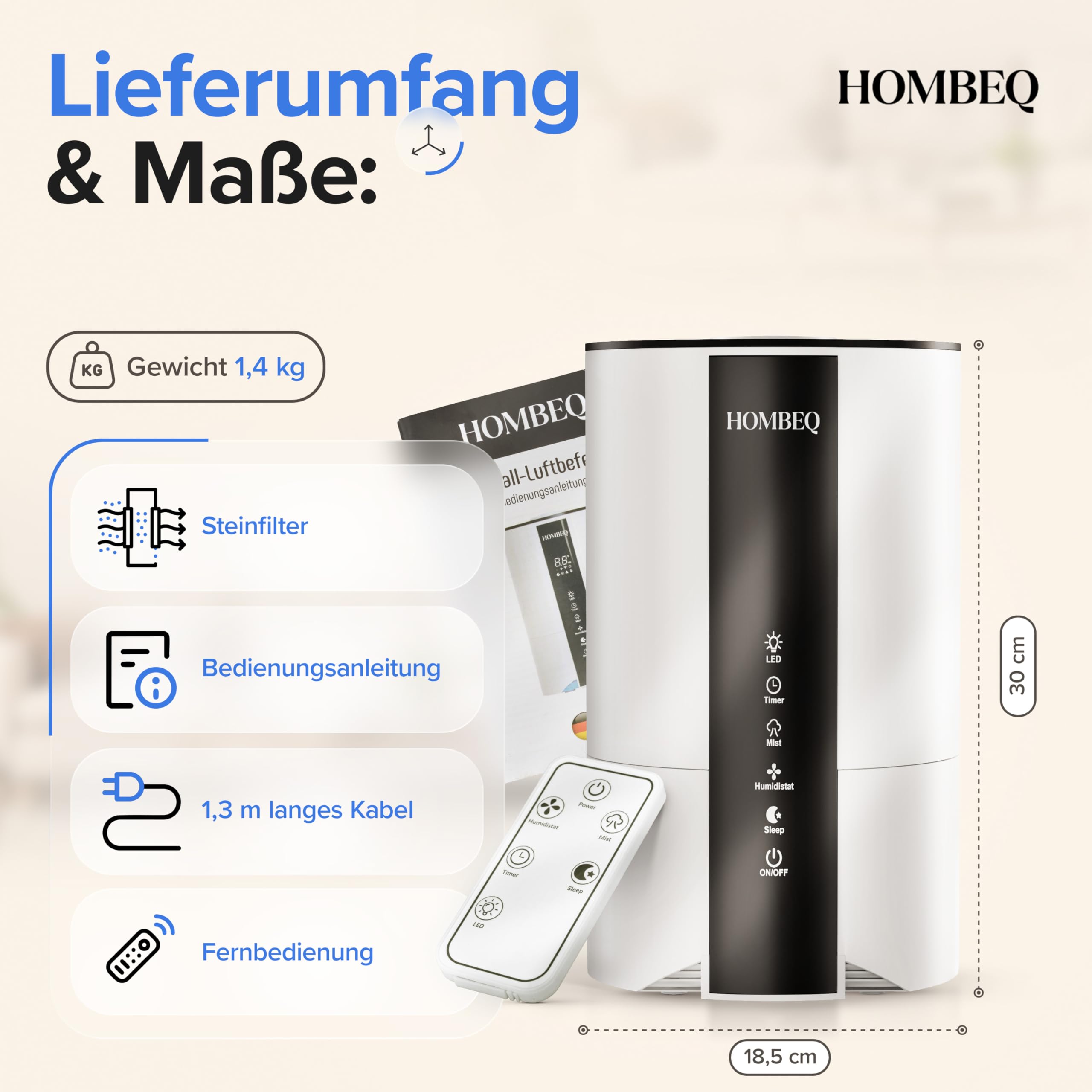 Luftbefeuchter Schlafzimmer 4,2L mit Feuchtigkeitssensor & Auto-Modus, Top-Fill Humidifier mit Aroma Diffuser, 360° Doppeldüse, Sleep-Modus & Timer, Raumbefeuchter für Wohnzimmer & Pflanzen