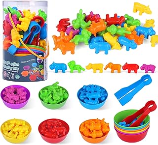 BBLIKE Counting Montessori Toys，Educational Sensory Montessori Toys Preschool Toys Color Sorting Matching Stacking Fine Motor Skill Toys Christmas Easter Birthday Gifts for Kids Boys Girls（Wildlife）
