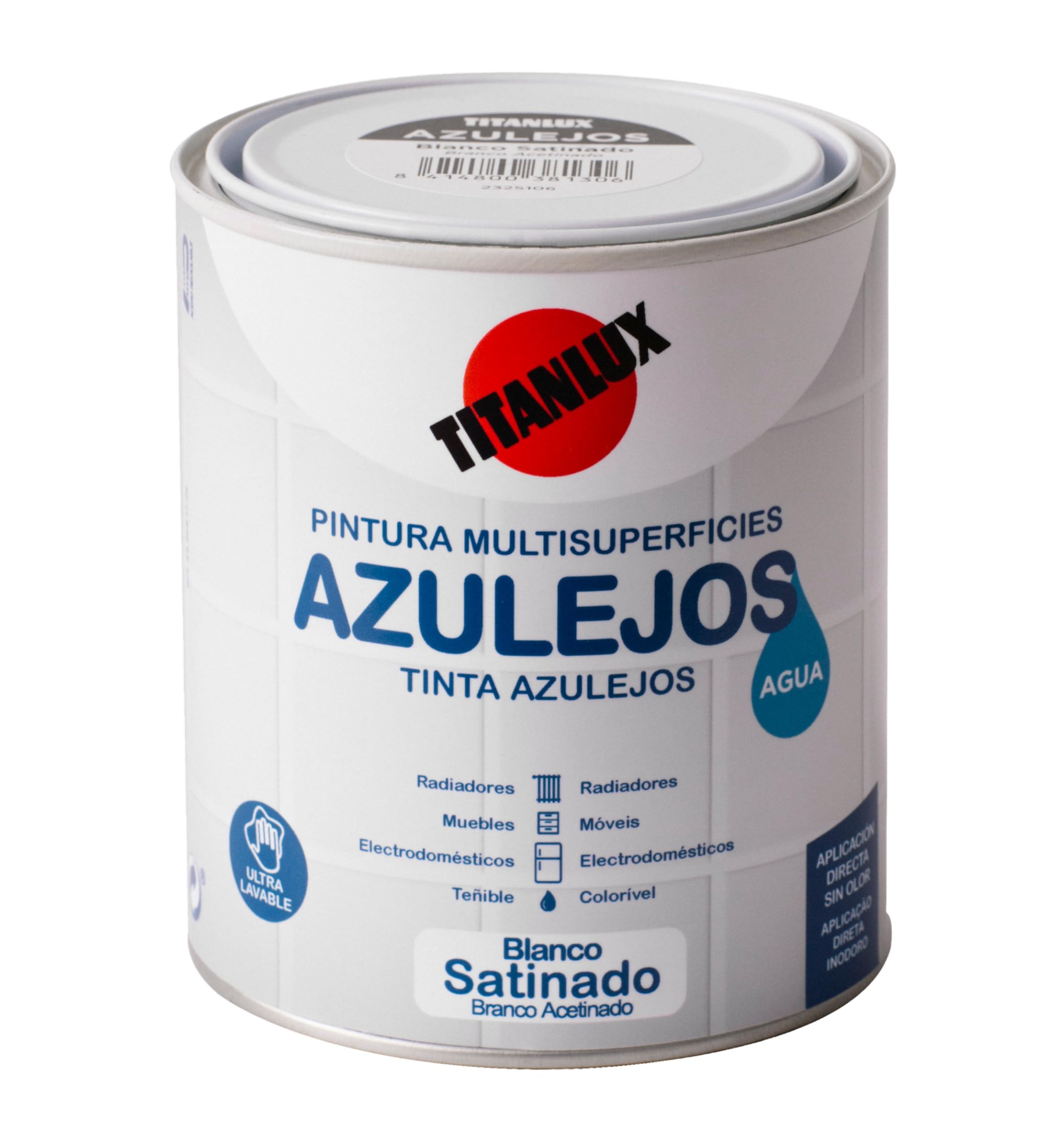 Titanlux Esmalte azulejos al agua Satinado Blanco 750 ml