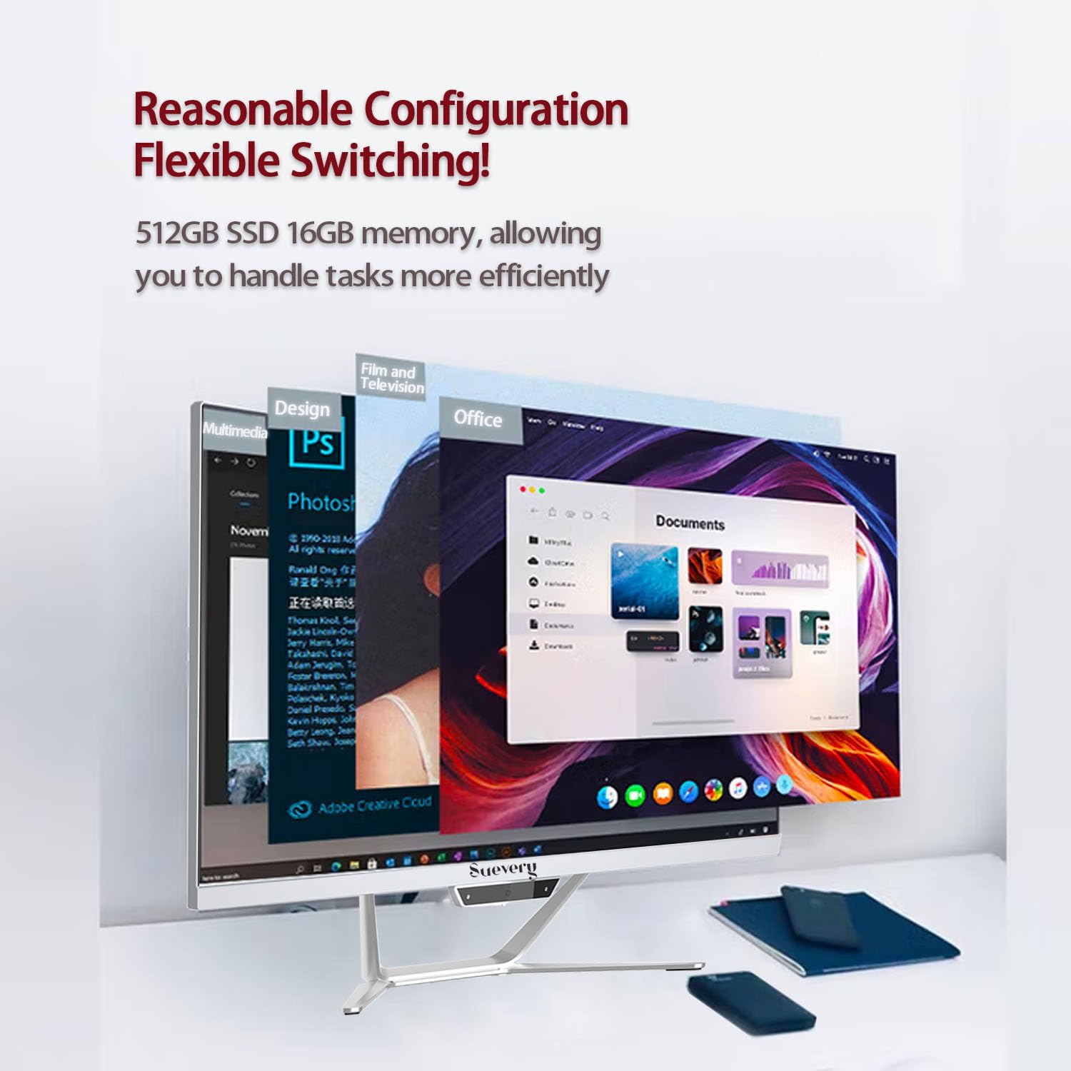 All-in-One Desktop Computers 24" FHD Screen Core I5(6Cores 2.6G UP to 4.4G) DDR4 16GB 512GB SSD WI-FI AIO PreBuilt Gaming Business Office PC Intel I5 11400 512G image 4 of 9 B0DM1V218B