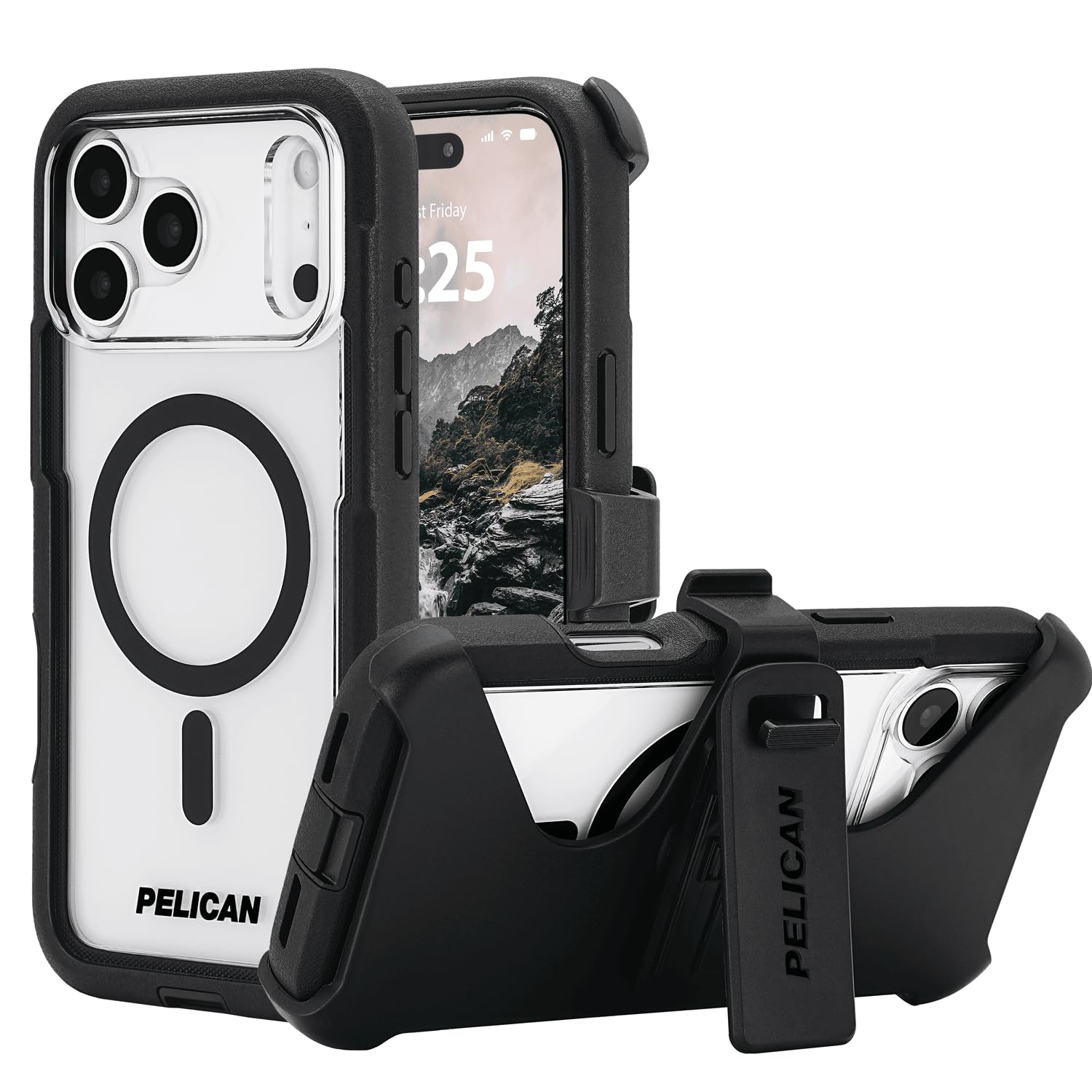 Pelican Voyager iPhone 17 Pro Max Case - MagSafe Phone Case - Black/Clear