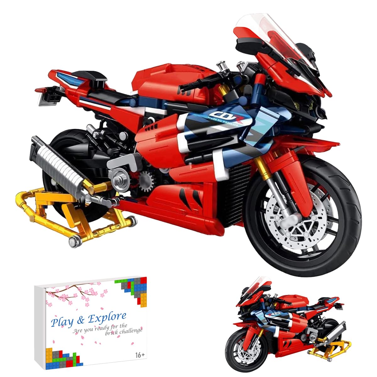 LIKLIKLINK Motorcycle Building Kits for CBR1000RR, 1017 Pieces MOC Motorcycle Model Building Set, Collectible Superbike Construction Gift for Men Adults, Compatible with Major Brand