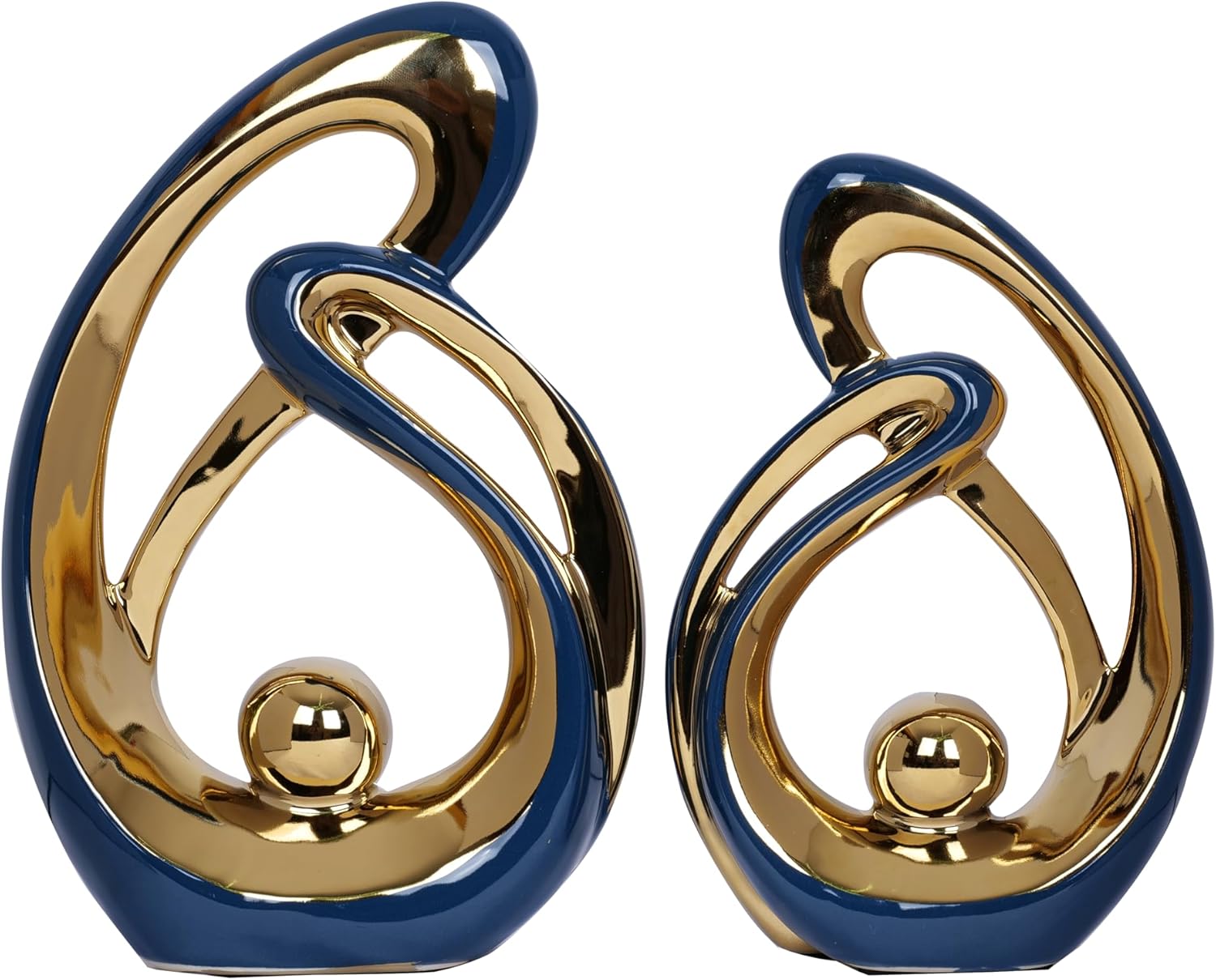 2 PCS Black Decor Accent Ceramic Statue Black and Gold Mid Century Modern Home Decor Accents Sculpture Decorations Centerpieces for Living Room Bookshelf Shelf Coffee Table Kitchen Office Dining Table