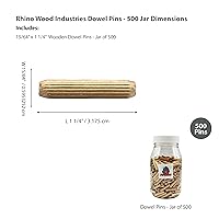 Vista 98 de 3/8" x 2" - Paquete de 500 pasadores de madera - Secados al horno, estriados y biselados (3/8" x 2", 500 unidades)