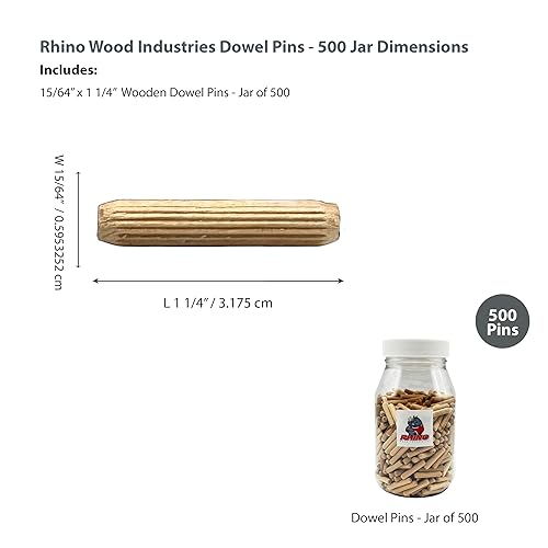 Vista 105 de 1/4" x 1" - Paquete de 500 pasadores de madera - Secados al horno, estriados y biselados (1/4" x 1", 500 unidades)