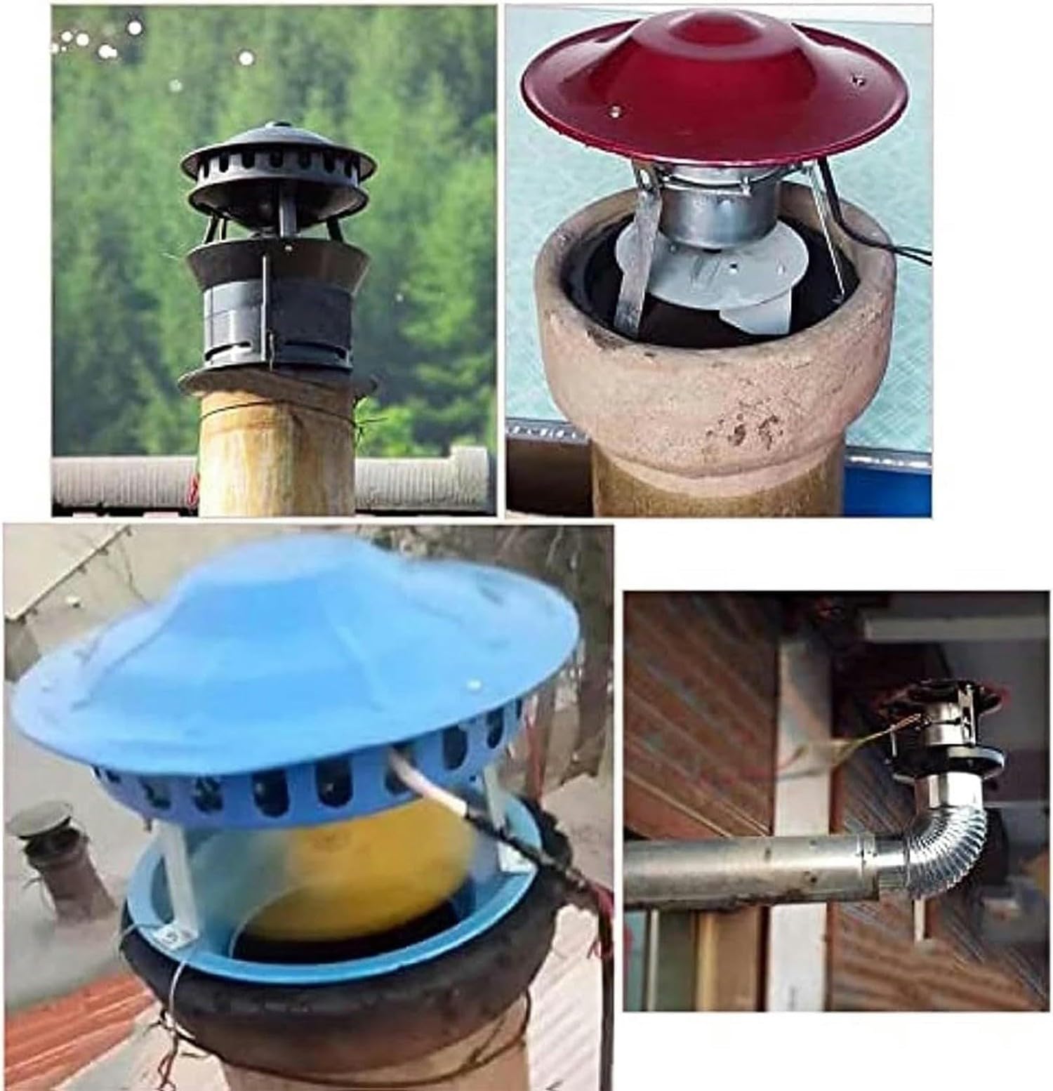 BLUEZY Aspiratore per Camino 50W/70W/80W/100W, Ventola Aspirazione Ventilatori per Induttori di Evacuatore di Fumi A Tiraggio Indotto da Camino A Tetto, Evacuatore di Fumi per Camino 17cm,100W