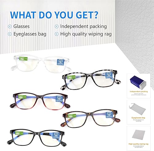 Miniatura 6 de K KENZHOU Paquete de 5 lentes de lectura con bloqueo de luz azul para mujereshombres, antidolor de cabeza, deslumbramientofatiga ocular, anteojos