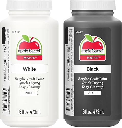 Apple Barrel PROMOABWB - Juego de pintura acrílica con 2 colores de pintura acrílica blanca Apple Barrel de 16 onzas líquidas y pintura acrílica