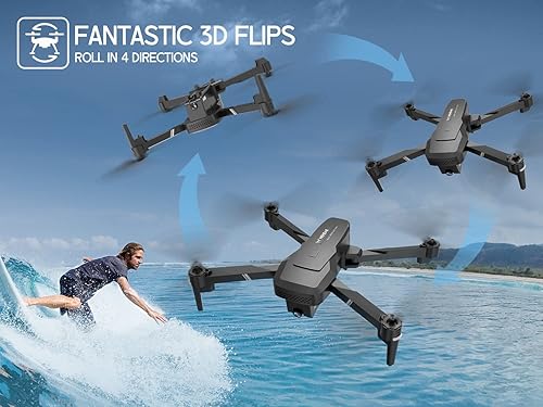Miniatura 4 de NEHEME Drones NH760 con cámara HD 1080P para adultos, video en vivo WIFI FPV, drones plegables para niños principiantes, modo sin cabeza, retención