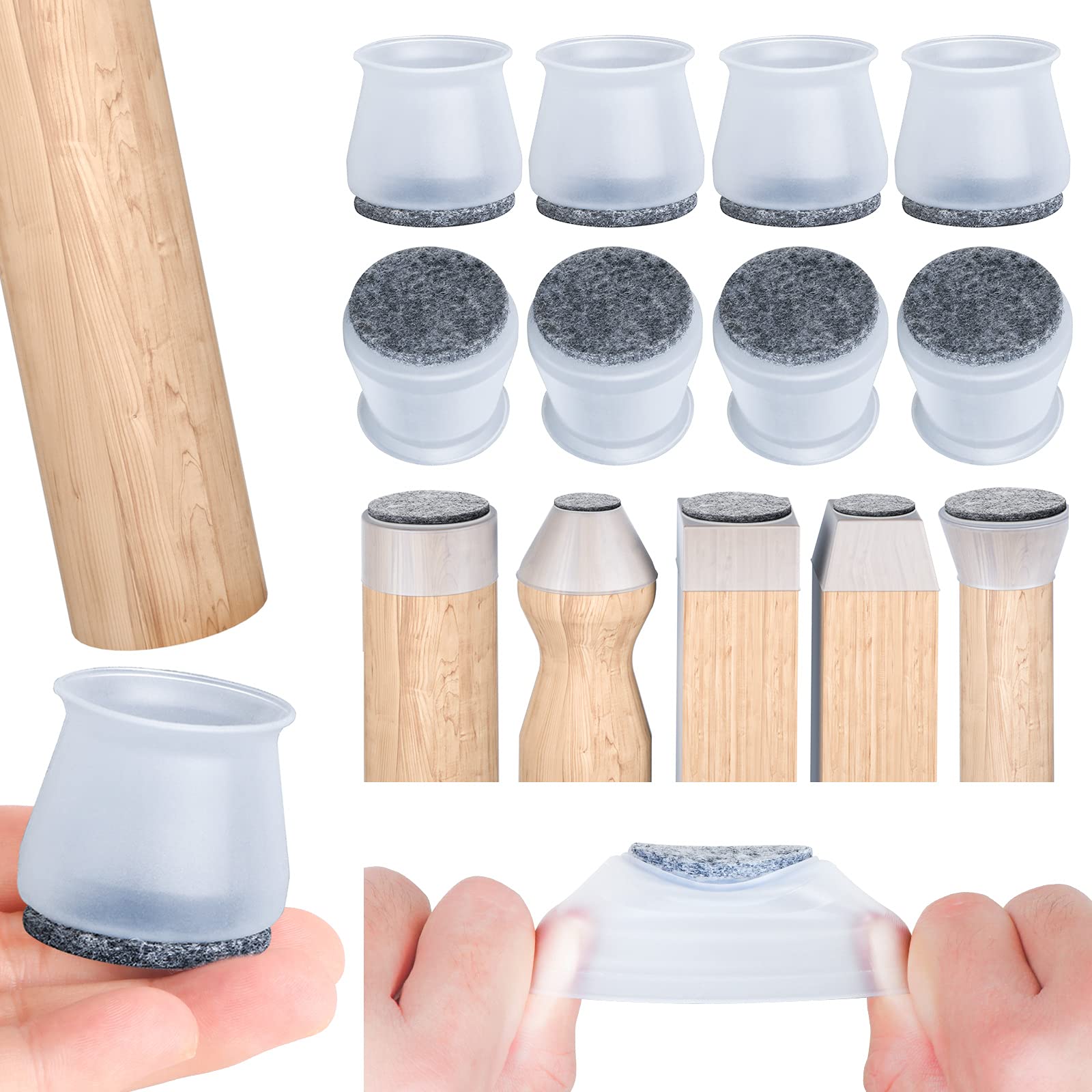 PESTKING 20Pcs Silicone Chair Leg Floor Protectors1.2“1.8” Furniture
