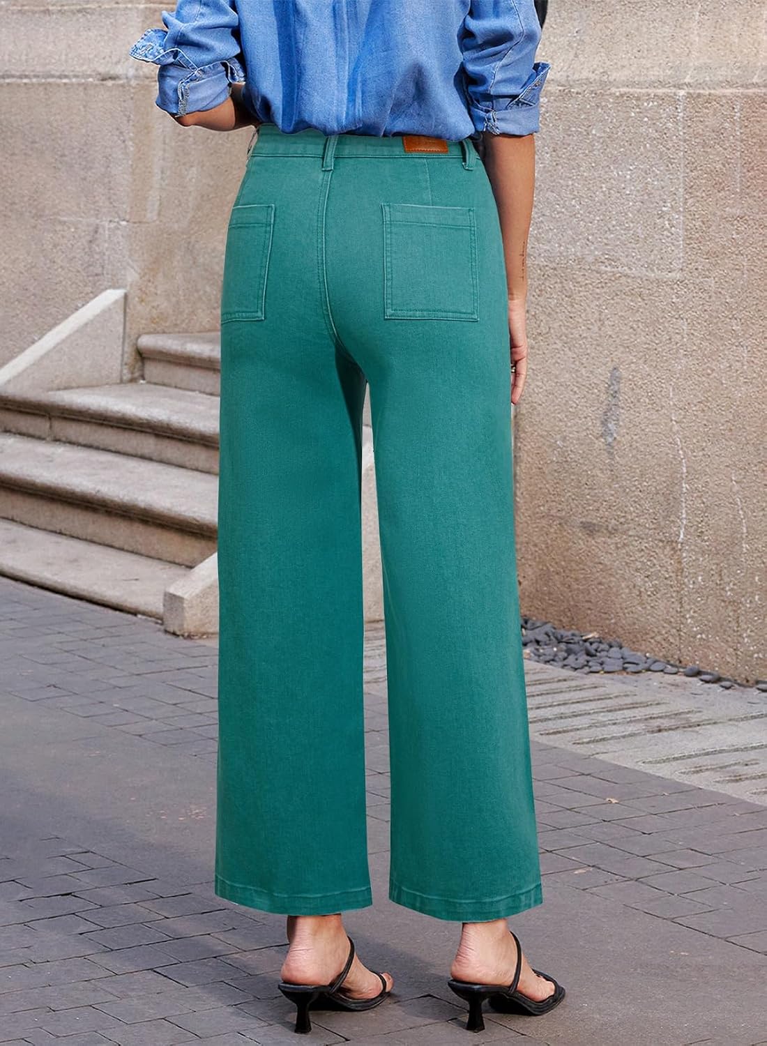 Sidefeel Wide Leg Jeans for Women High Waisted Stretchy Ankle Denim Pants image 2