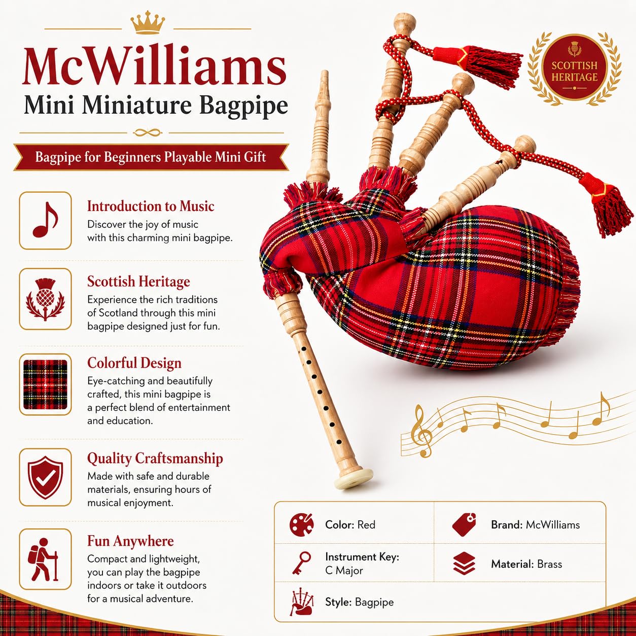 Amazon.co.jp: McWilliams ミニミニチュアバグパイプ、初心者向け