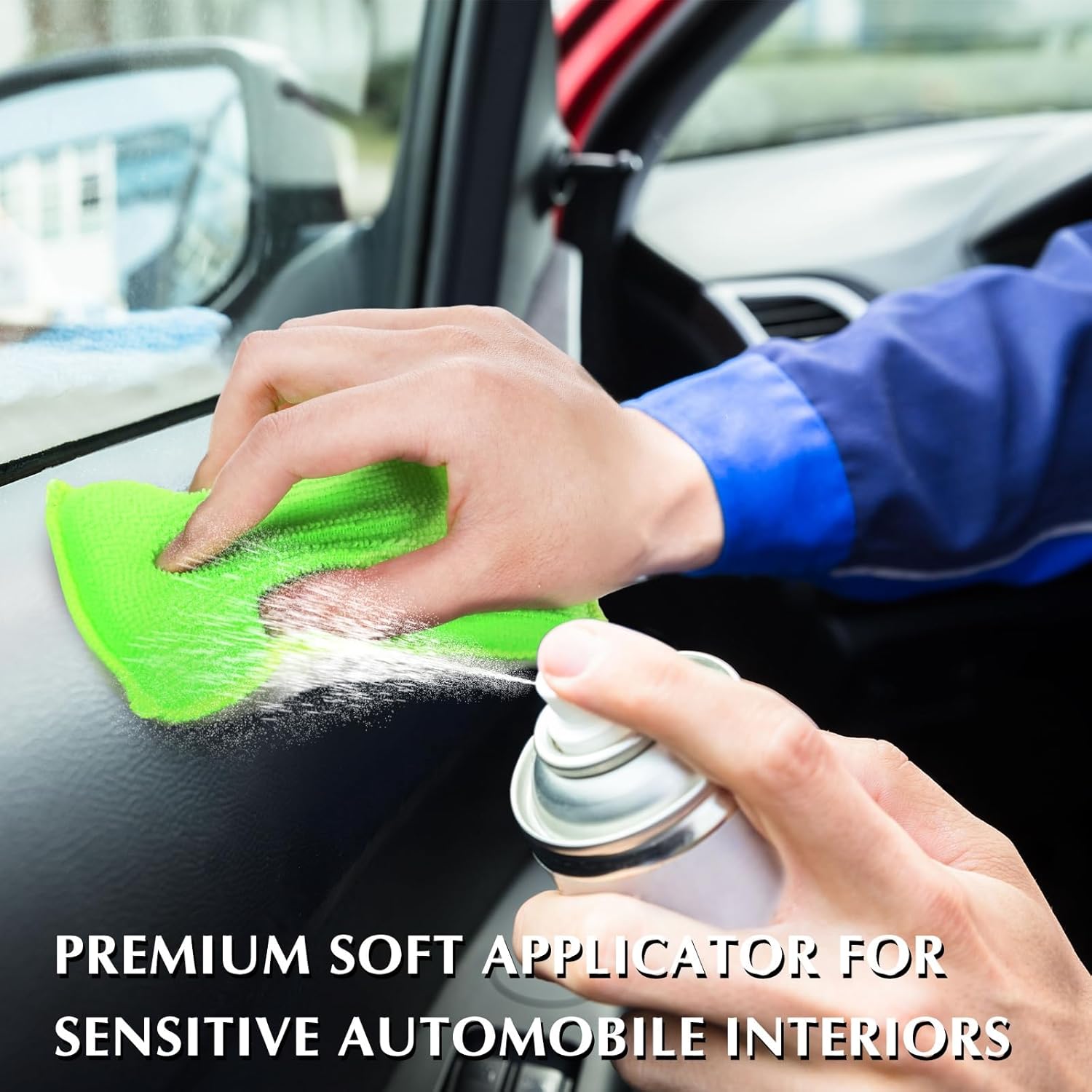 Mudder 8 Pcs Car Interior Scrubbing Sponge 5'' x 3'' Fiber Car Wax Applicator pad Household Cleaning Sponges for Leather Seat Couch Cleaning (Green White) - Image 6