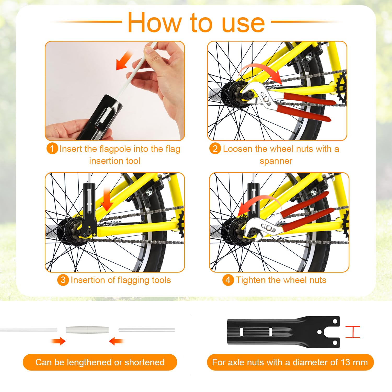3 Bandierine Sicurezza Per Biciclette - 120 Cm, Colorate, Per Bambini E Adulti