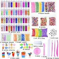 WINLIP 135-Pack Slime Making Kit for Kids - 30 Crystal Slimes, Glitter Jars, Charms, Beads, Clay & Tools - Ultimate DIY Fun
