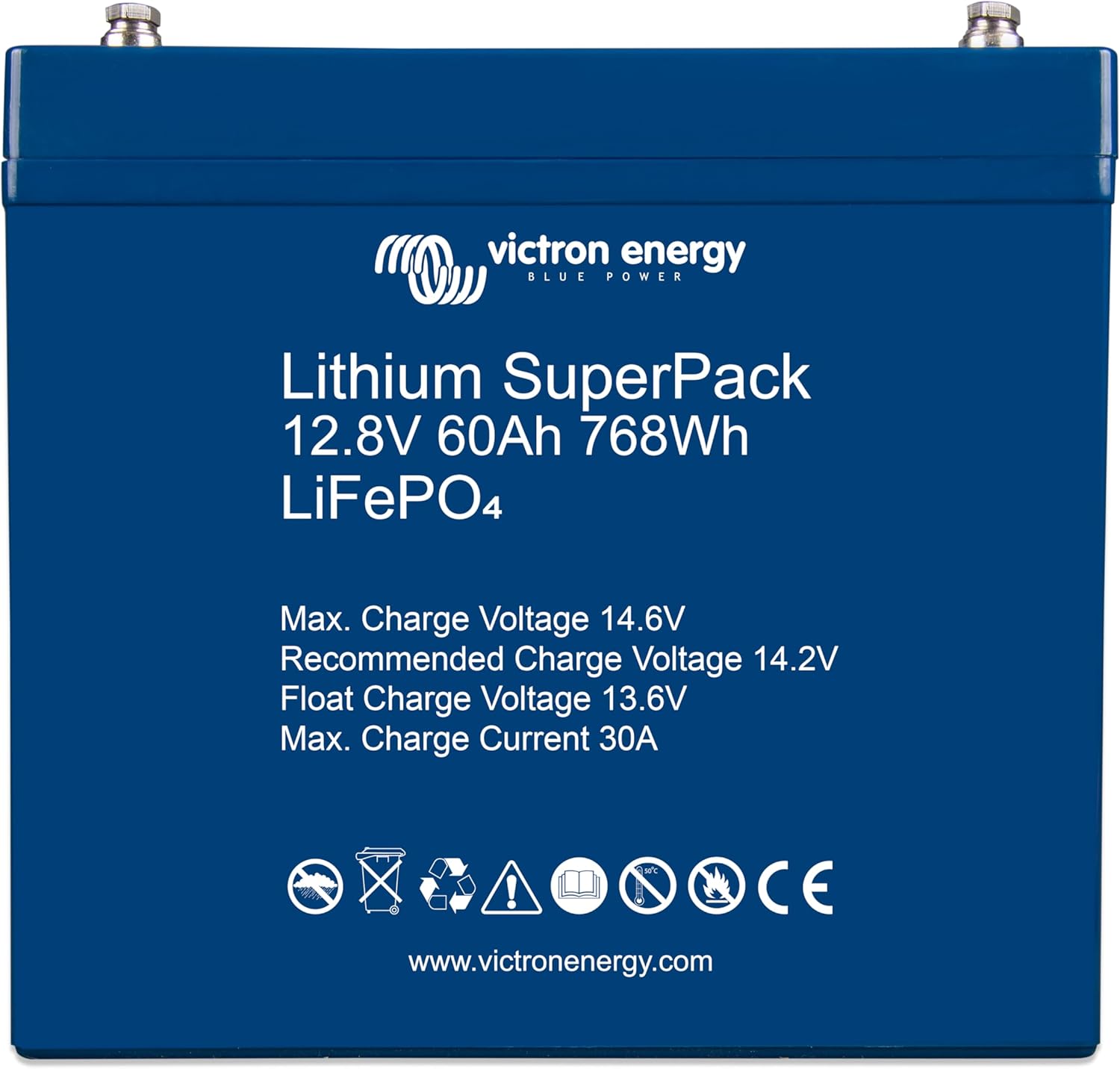 Victron Energy Lithium SuperPack 12.8-Volt 200Ah (M8) LiFePO4 Deep Cycle Battery with Built-in BMS and Safety Switch