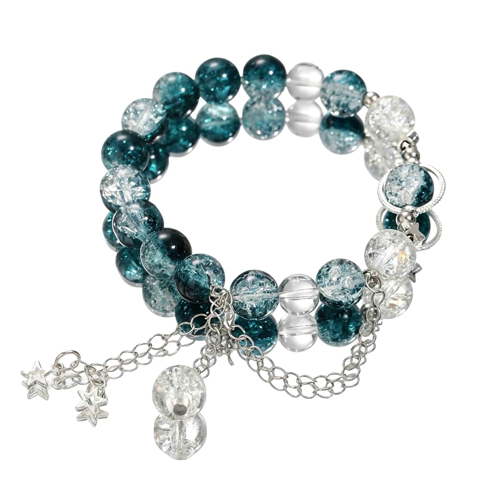 MALOYANVE Flowing Galaxy Star Bracelet for Women Dainty Crystal Y2K Star Universe Planets Charm Beads Bracelets Aesthetic Accessories Birthday Jewelry Gifts