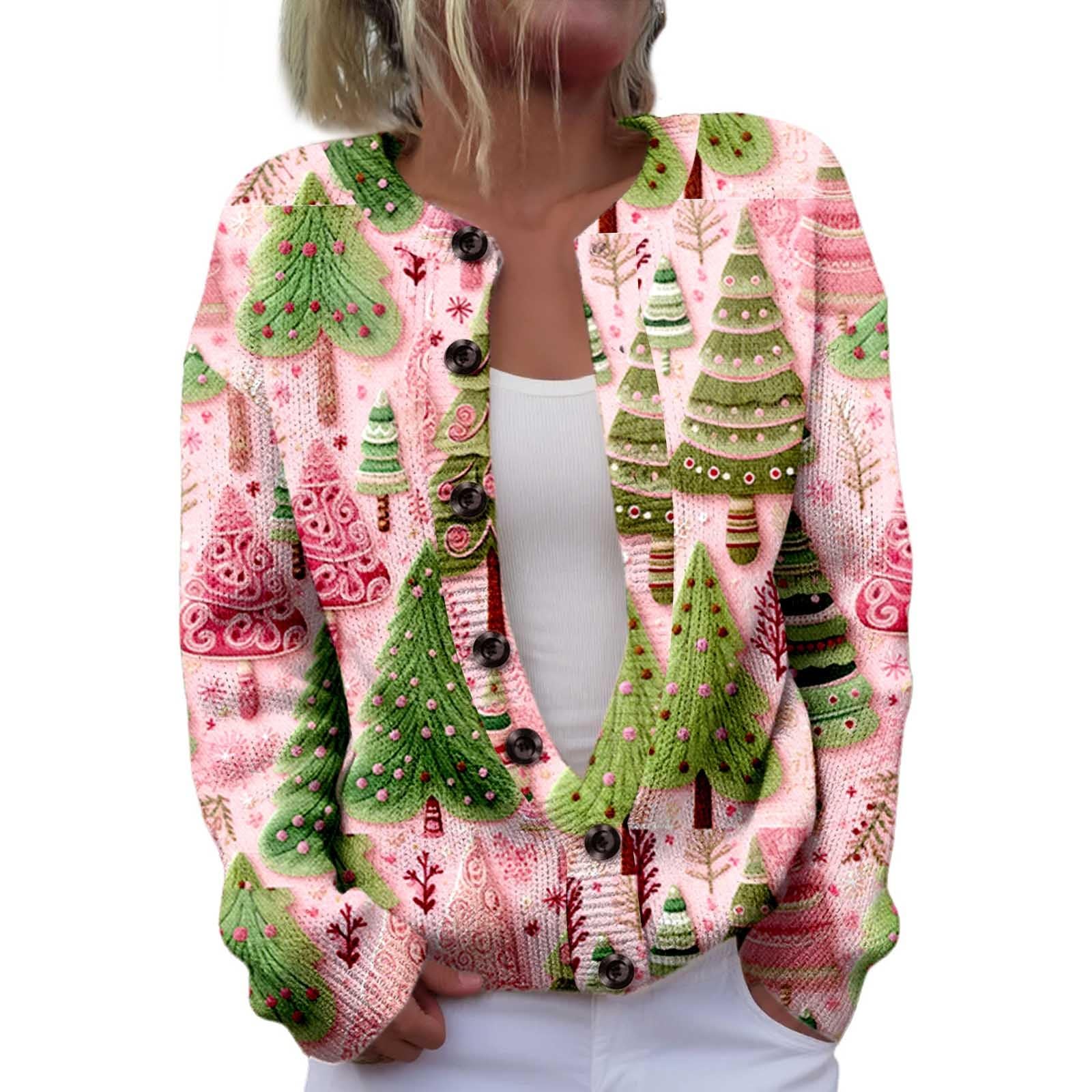 Christmas Sweaters for Women 2025 Plus Size Ugly Funny Xmas Button Down Cardigan Cozy Fall Winter Knit Sweater