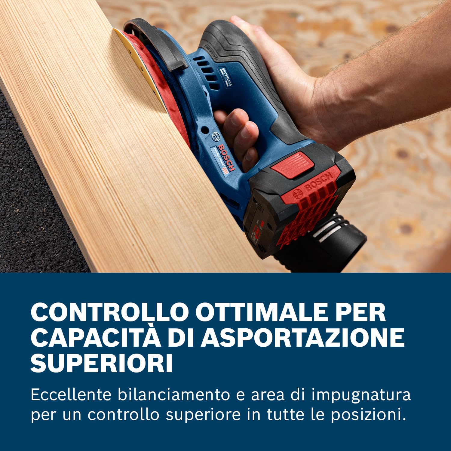 Bosch Professional 18V System Levigatrice a batteria GEX 18V-150-3 (incl. 1 carta abrasiva, 1 contenitore, 1 anello di sicurezza, senza batteria/caricabatteria)