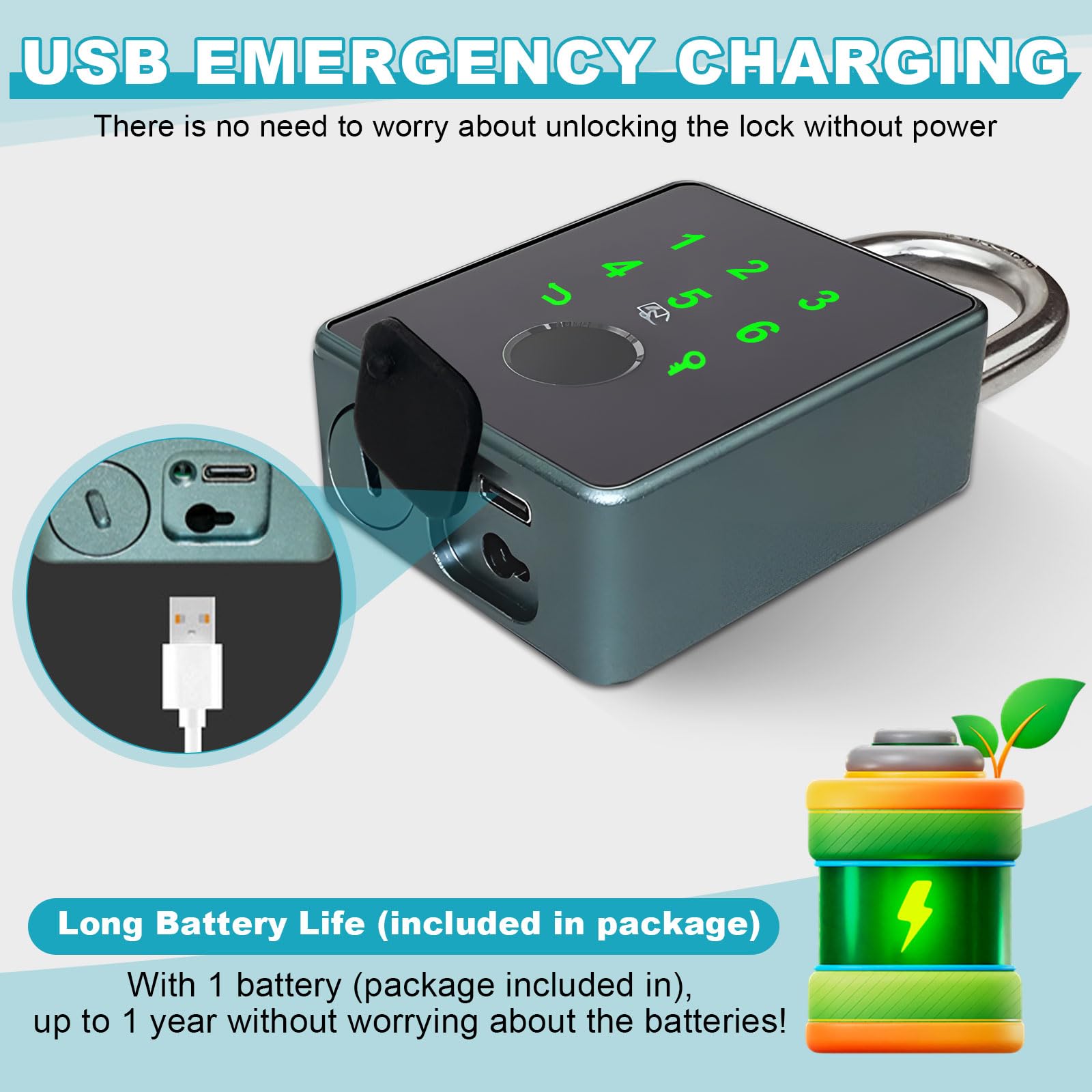 Serrure électronique d'empreinte digitale, cadenas intelligent d