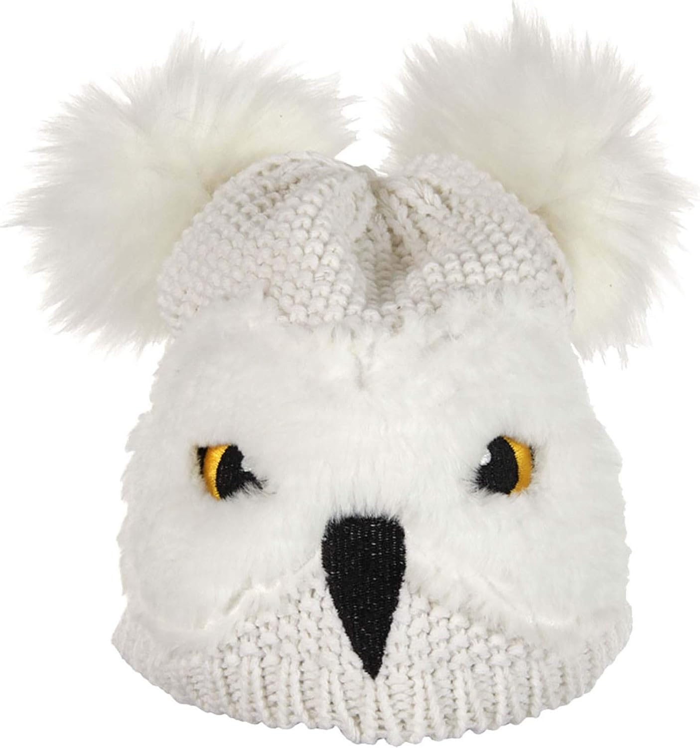 Toddler Hedwig Knit Hat - Embroidered Beak and Eyes, Faux Fur Feathers, Officially Licensed