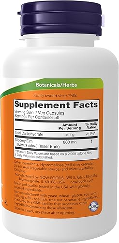 Miniatura 3 de Now Foods Slippery Elm 400mg, Capsules, 100-Count (Pack of 2)
