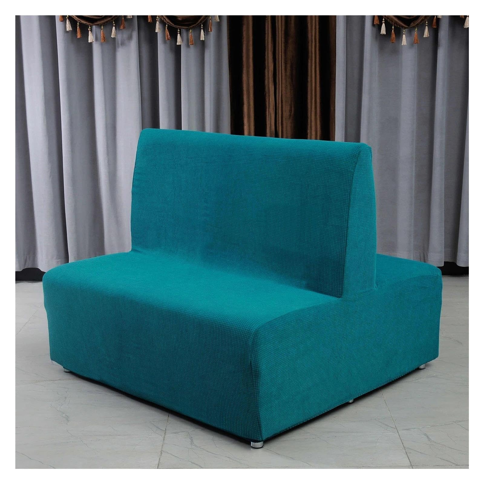 Funda Elástica Para Sillón Sin Brazos Patrón De Cuadros Con Fondo Elástico