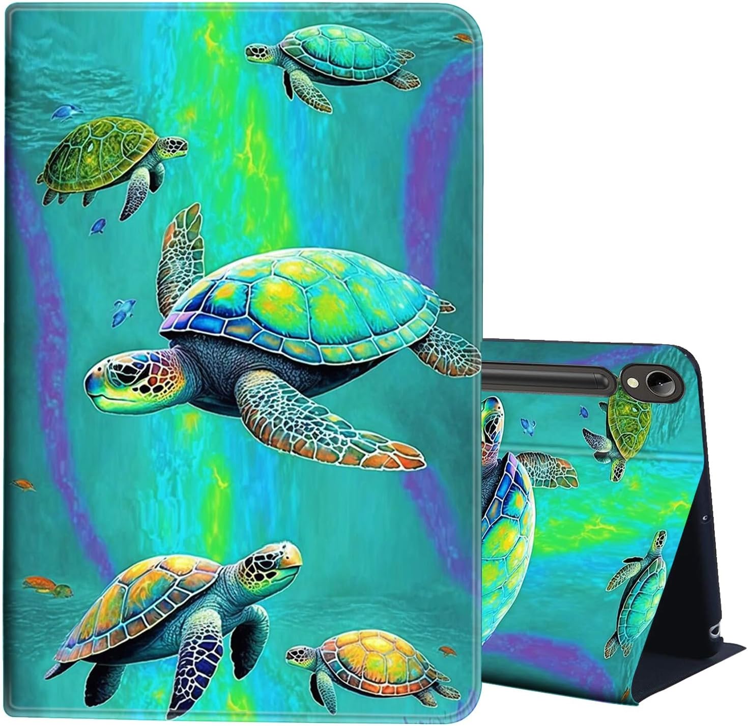 AIRWEEfor Samsung Galaxy Tab S9 FE Case 10.9 inch, PU Leather Sea Turtle Cover Multi Angle Stand Auto Sleep/Wake for Samsung Galaxy S9 FE Tablet Case with Pen Holder fit Galaxy Tab S9 11"