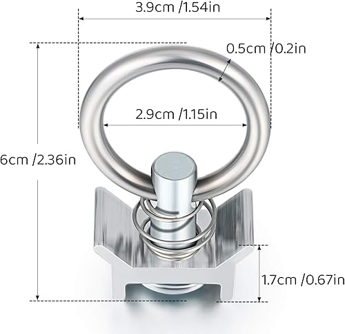Miniatura 2 de Montaje de un solo perno prisionero en L, capacidad de 4,000 libras con anillo redondo de acero inoxidable, control de carga de aluminio para