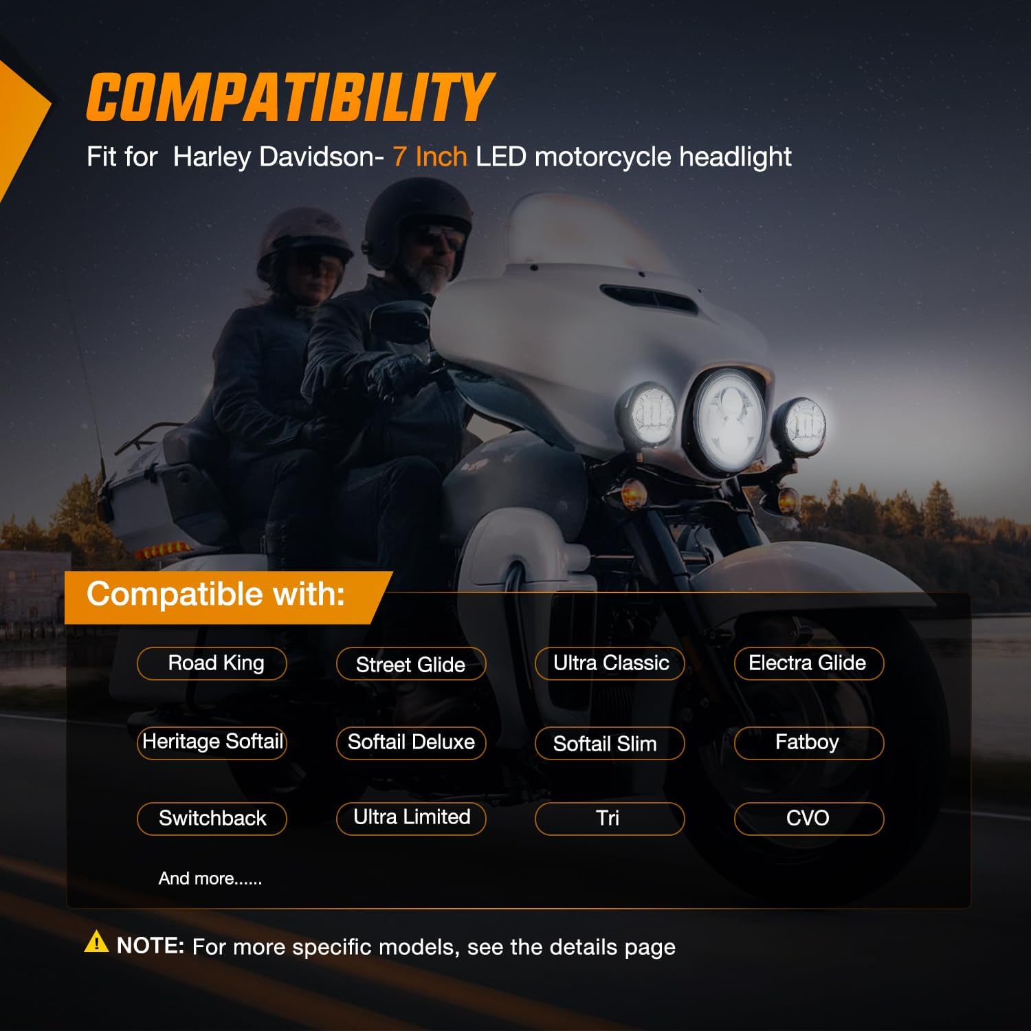 Nilight 7 Inch Motorcycle LED Headlight 4.5 Inch Fog Lights Halo Turn Signal DOT Compatible with Harley Davidson Electra Street Glide Fat Boy Road King Heritage Softail CVO, Chrome