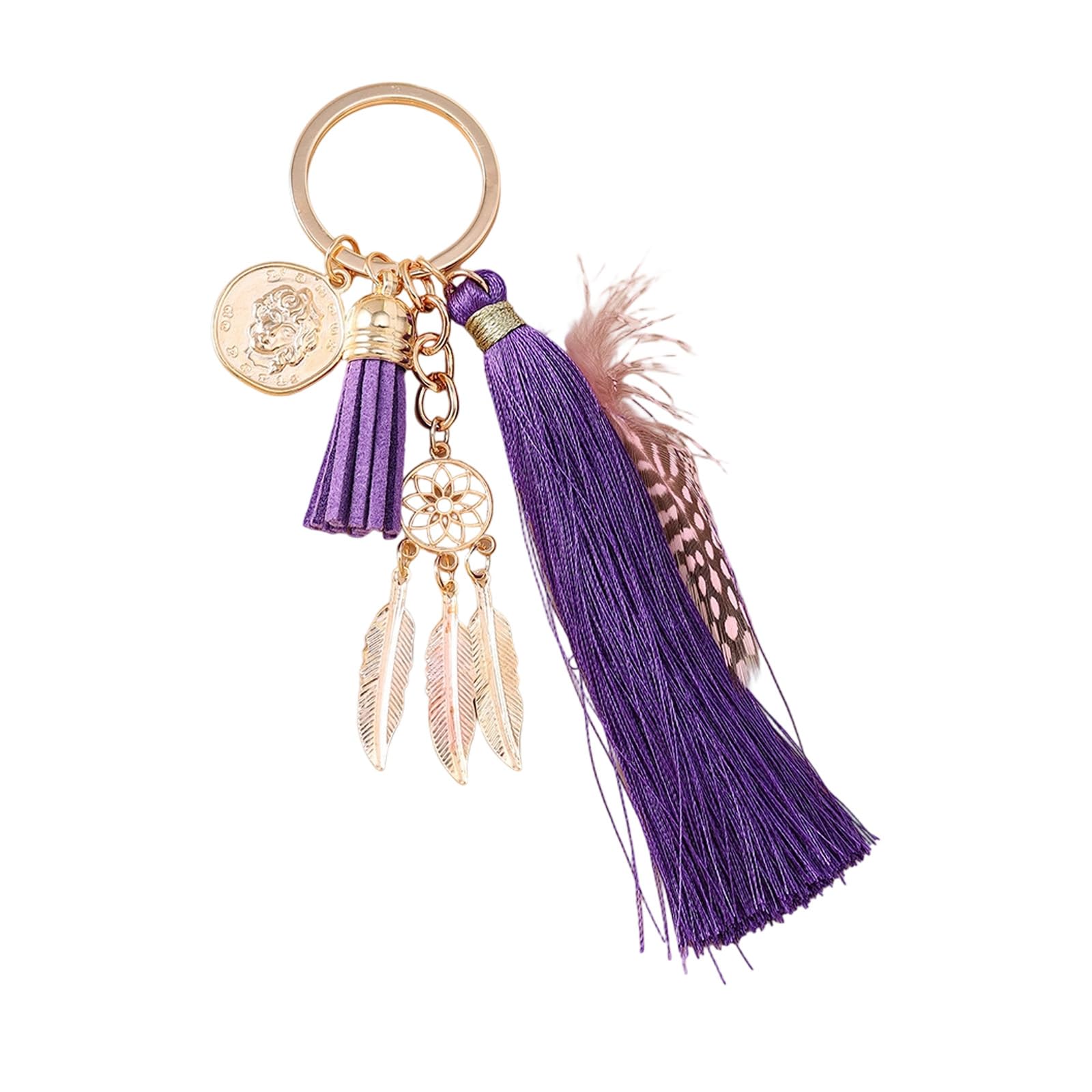 XITEA 1. Mystical Hexagon Chain With Feathered Tassels Dream Catcher Charm For Bags Handmade Accessory Stylish Keychain Highlight