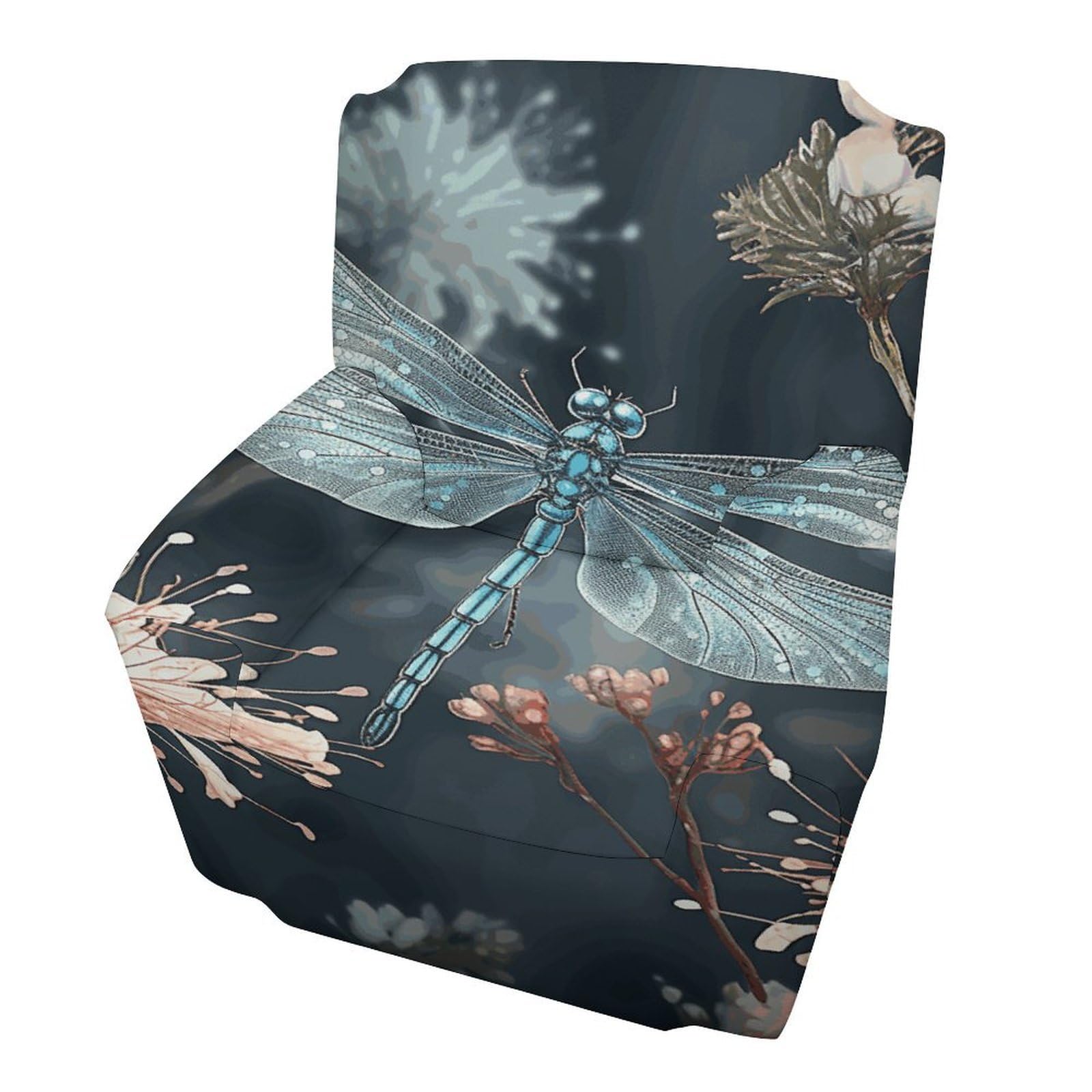 Fodpand Style Dragonfly Flower Sofa Cover Soft 1 Seater Sofa Slipcover For Pets Washable,Couch Cover With Elastic Straps Furniture Protector