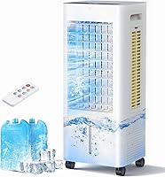 PNTCK FKT007R Portable Evaporative Air Cooler 2200 CFM, 2.1Gal Tank, Remote Timer, 30dB Quiet for Bedroom Office Large Room