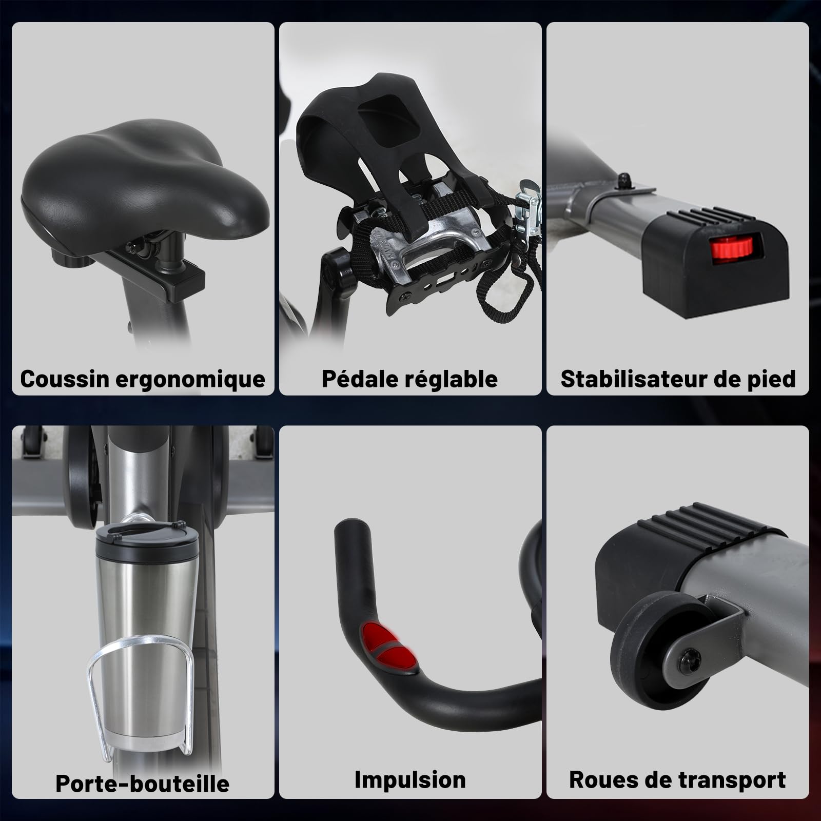 Vélo d'Appartement avec Résistance Ajustable et Silencieuse, Volant d'Inertie 8KG, Vélo d Appartement d'Entraînement Professionnel Écran LED, Impulsion, Velo Appartement avec Selle Réglable