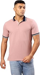 Ravin Nude Pink Solid Polo Shirt with Classic Collar, For Men, D.ROSE, XS
