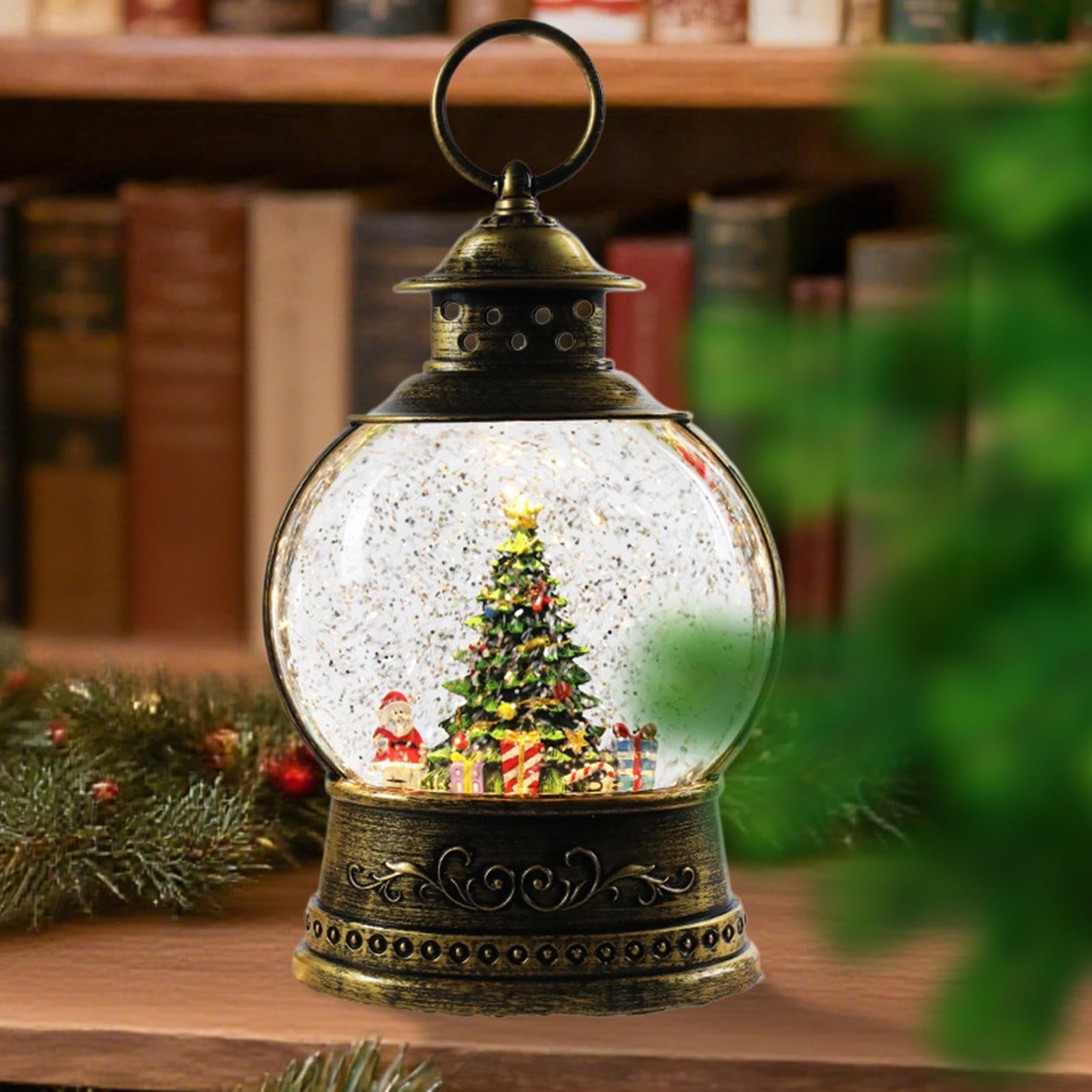 Globo Di Neve Musicale Natalizio Ornamento Natalizio A Batteria E USB | Carillon Musicale con di Neve per le Feste Decorazione Natalizia Interni Esterni Feste Famiglia Camera Soggiorno Caminetto