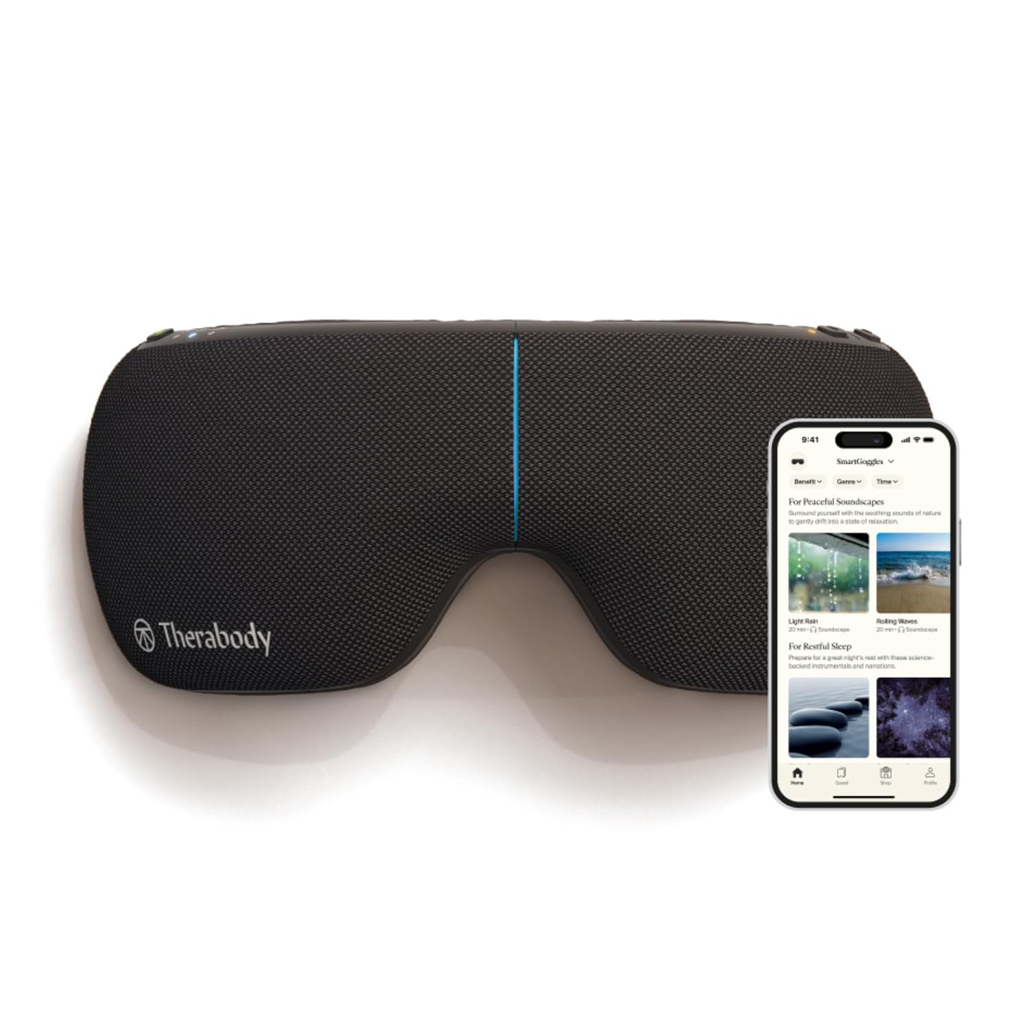 Therabody SmartGoggles 2nd Generation Heated Eye Mask Eye Massager - Blackout Sleep Mask Temple Massage for Personalized Relaxation