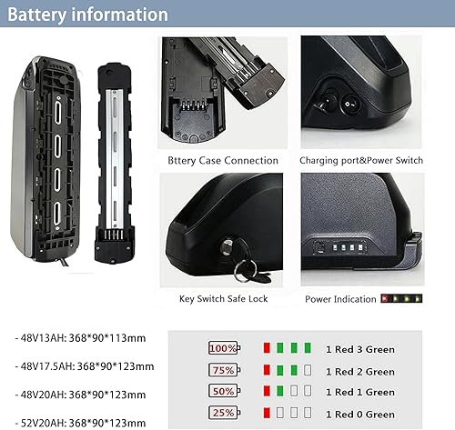 Miniatura 5 de BAFANG BBSHD BBS03 4852V 1000W Kit de conversión de bicicleta eléctrica con batería de litio de 52 V y cargador DIY Kit de motor de bicicleta