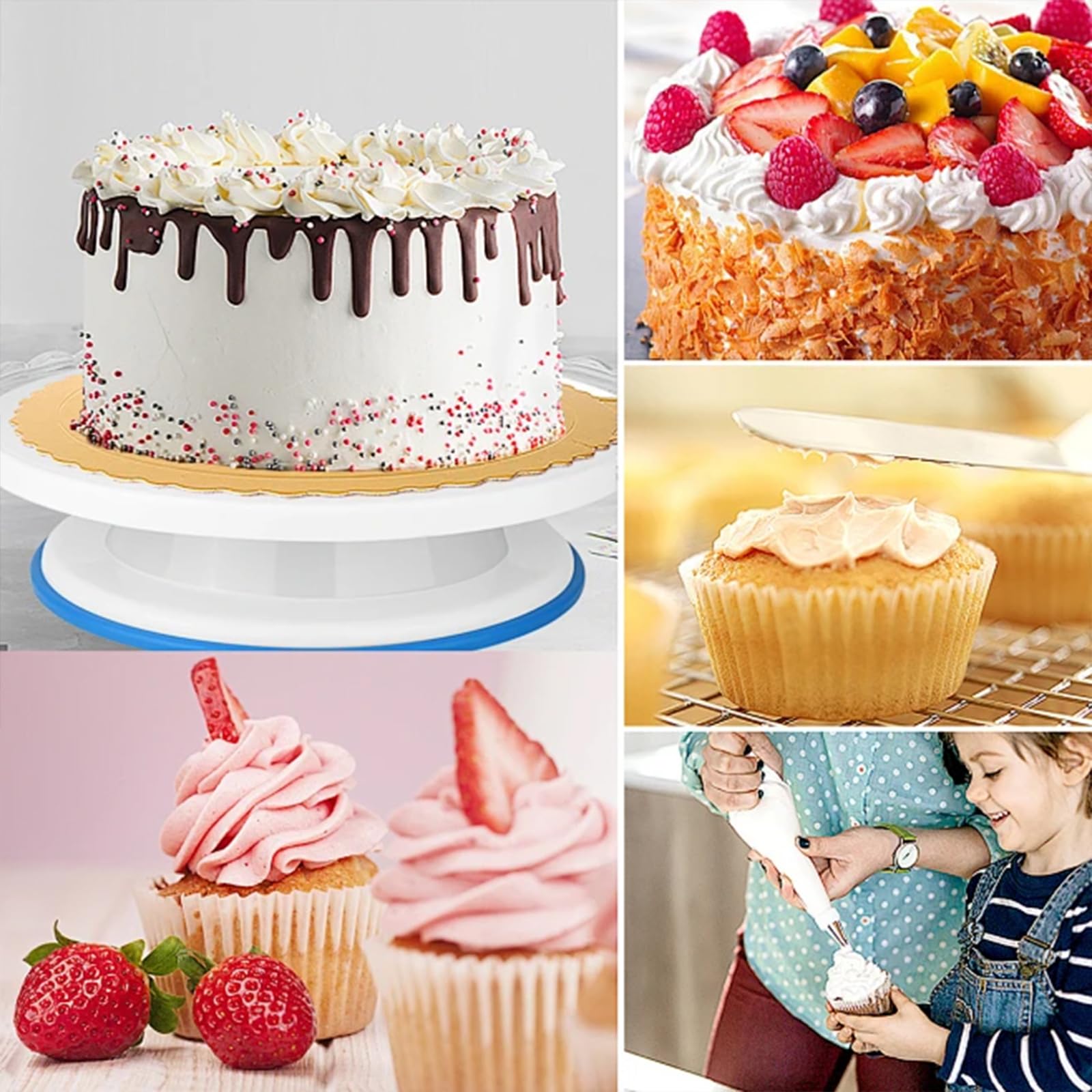 Set d'Accessoires à Pâtisserie, 196 Pièces – Plateaux Tournants, Douilles, Sacs à Pâtisserie, Supports à Gâteau – Kit Pâtisserie Complet pour Débutants et Professionnels